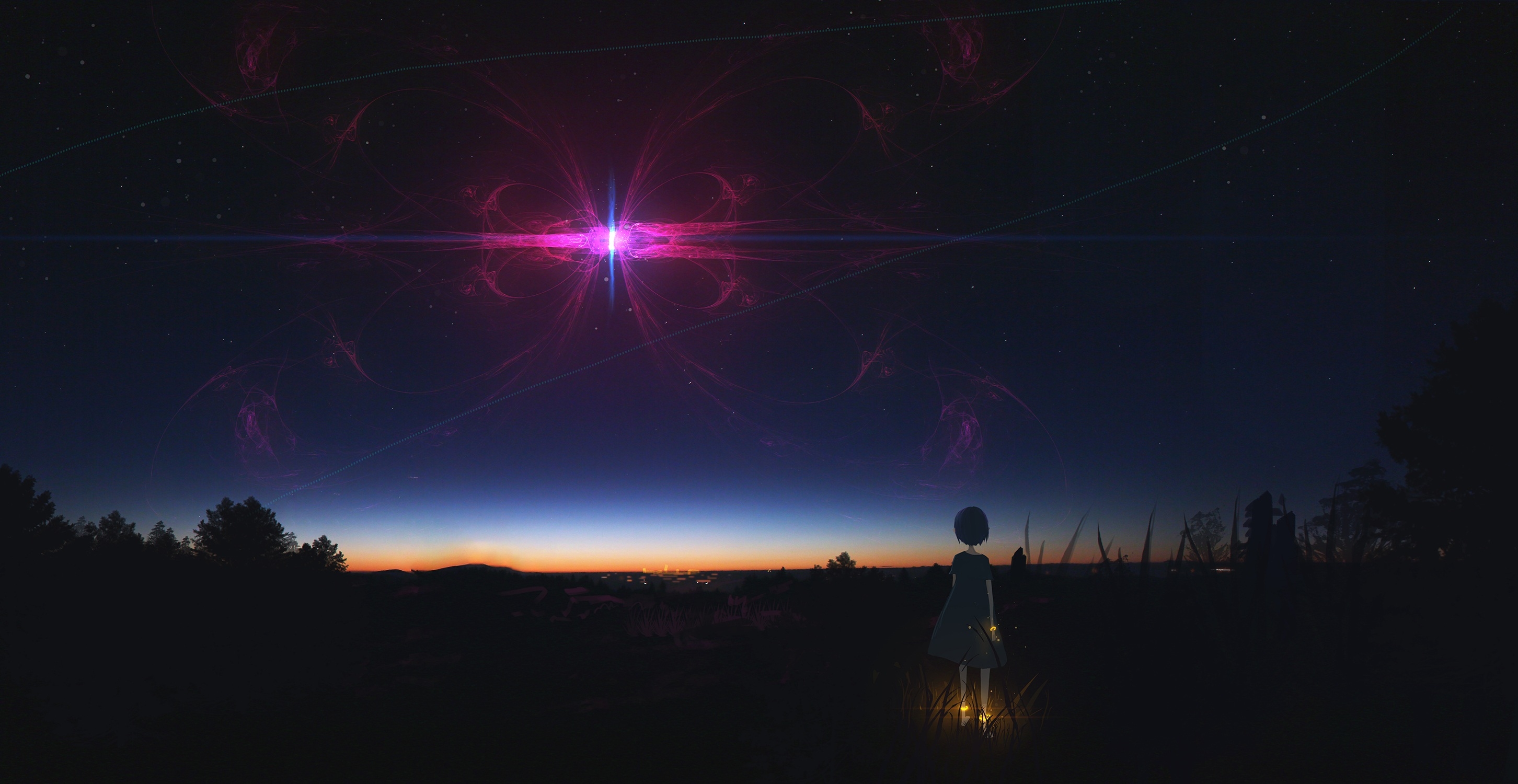 Anime Night Sky Wallpaper HD