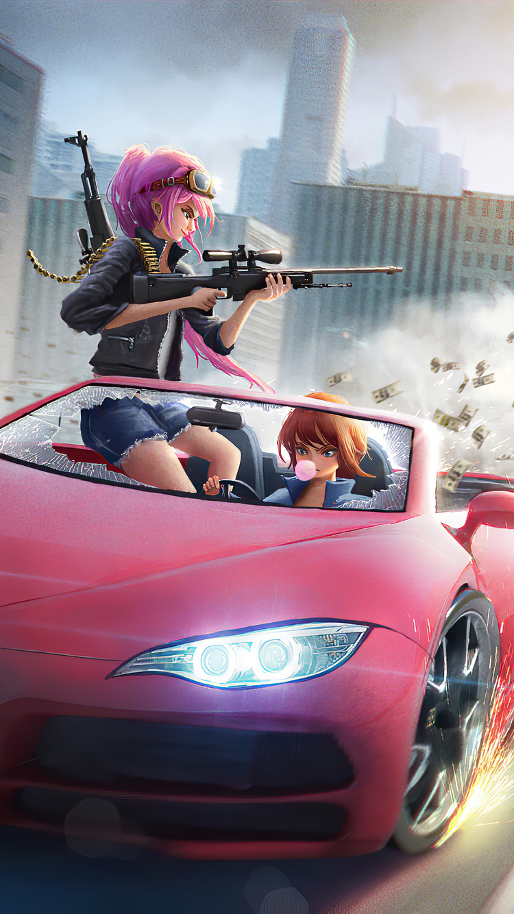 Anime Girls Car Chase 4k iPhone 6, iPhone 6S, iPhone 7 , HD 4k Wallpaper, Image, Background, Photos and Picture