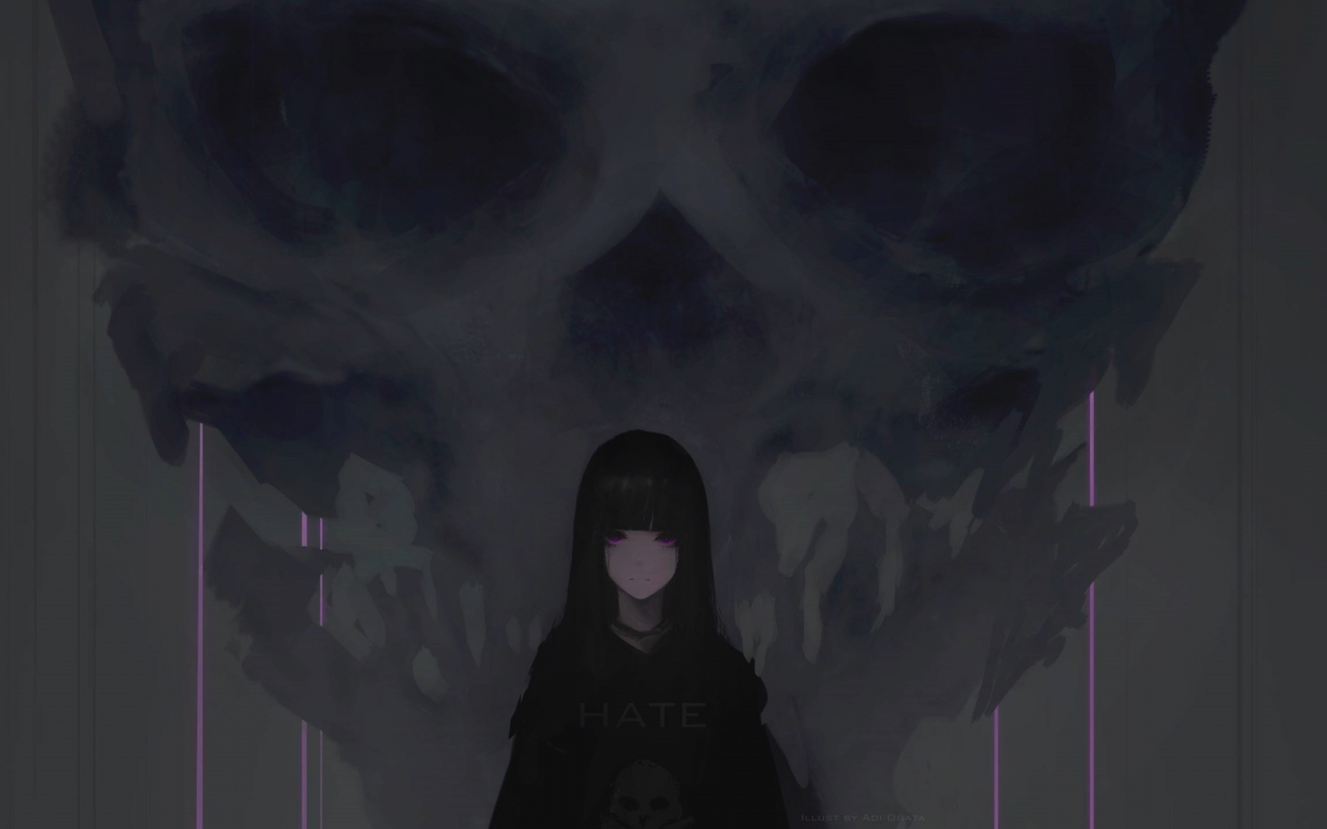 Download 1920x1200 wallpaper anime girl, purple eyes, dark, skull, widescreen 16: widescreen, 1920x1200 HD image, background, 2429