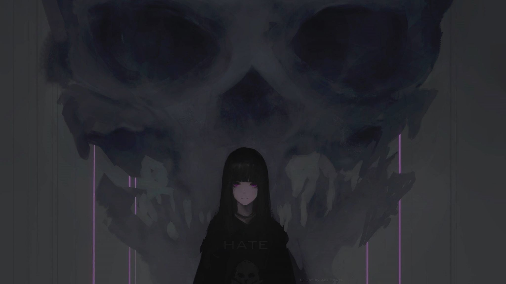 Dark Purple Anime Girl Wallpaper Free Dark Purple Anime Girl Background