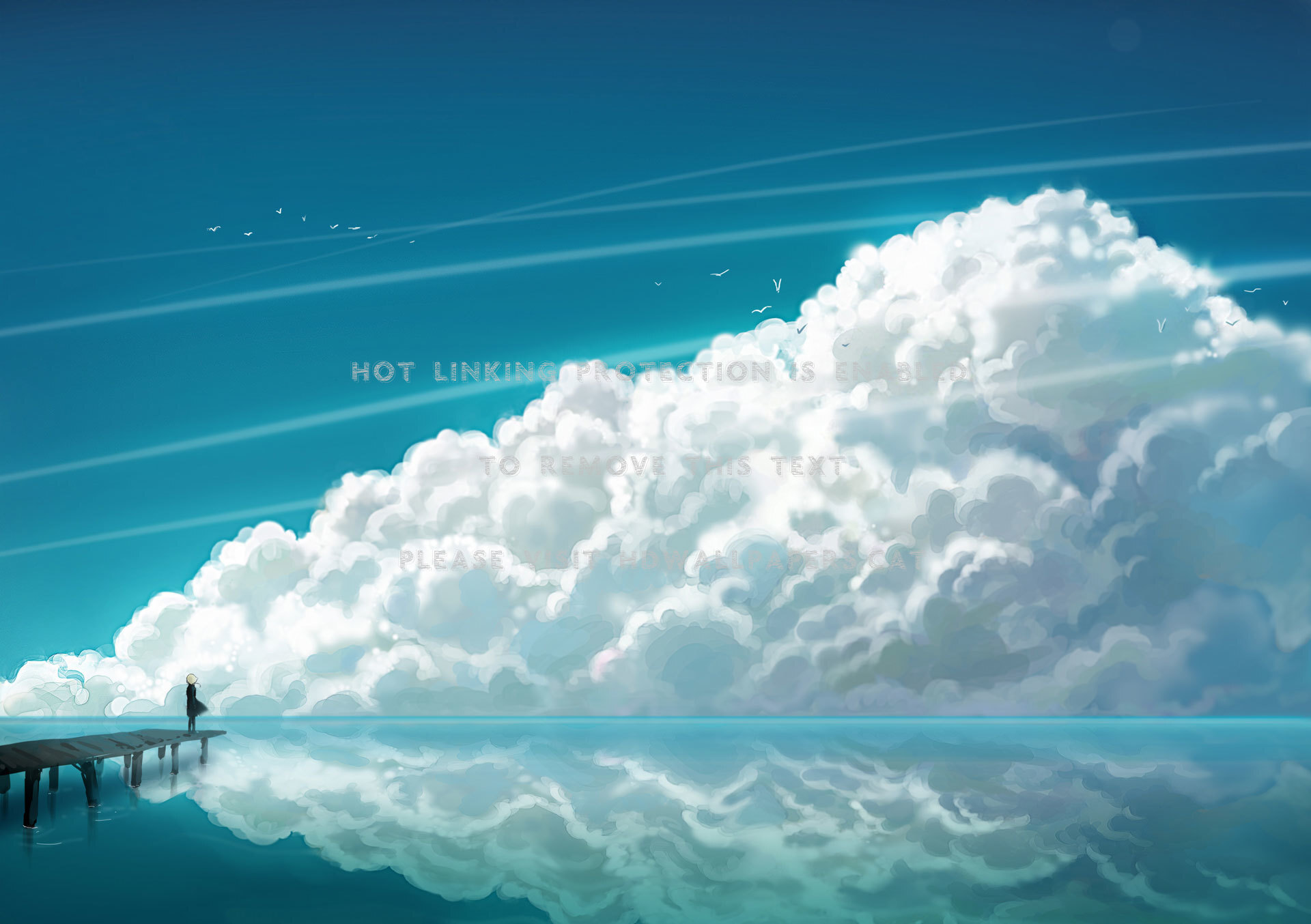 Wallpaper Water Relax Reflect Art Cloud Anime Landscape HD HD Wallpaper