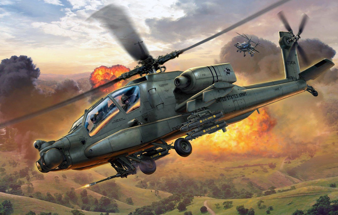 Wallpaper Apache, McDonnell Douglas, United States Army, US Army, The Main Attack Helicopter Of The US Army, AH 64A, Hughes Helicopters, The First Production Version Image For Desktop, Section авиация