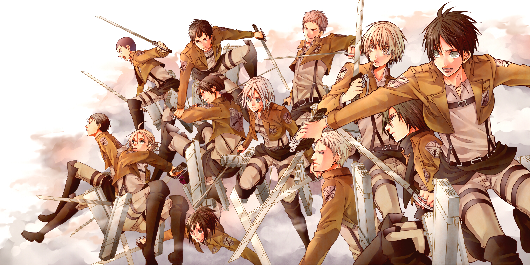Annie Leonhart Armin Arlert Bertholdt Hoover Historia Reiss Connie Springer Eren Yeager Jean Kirstei Wallpaper:2160x1080
