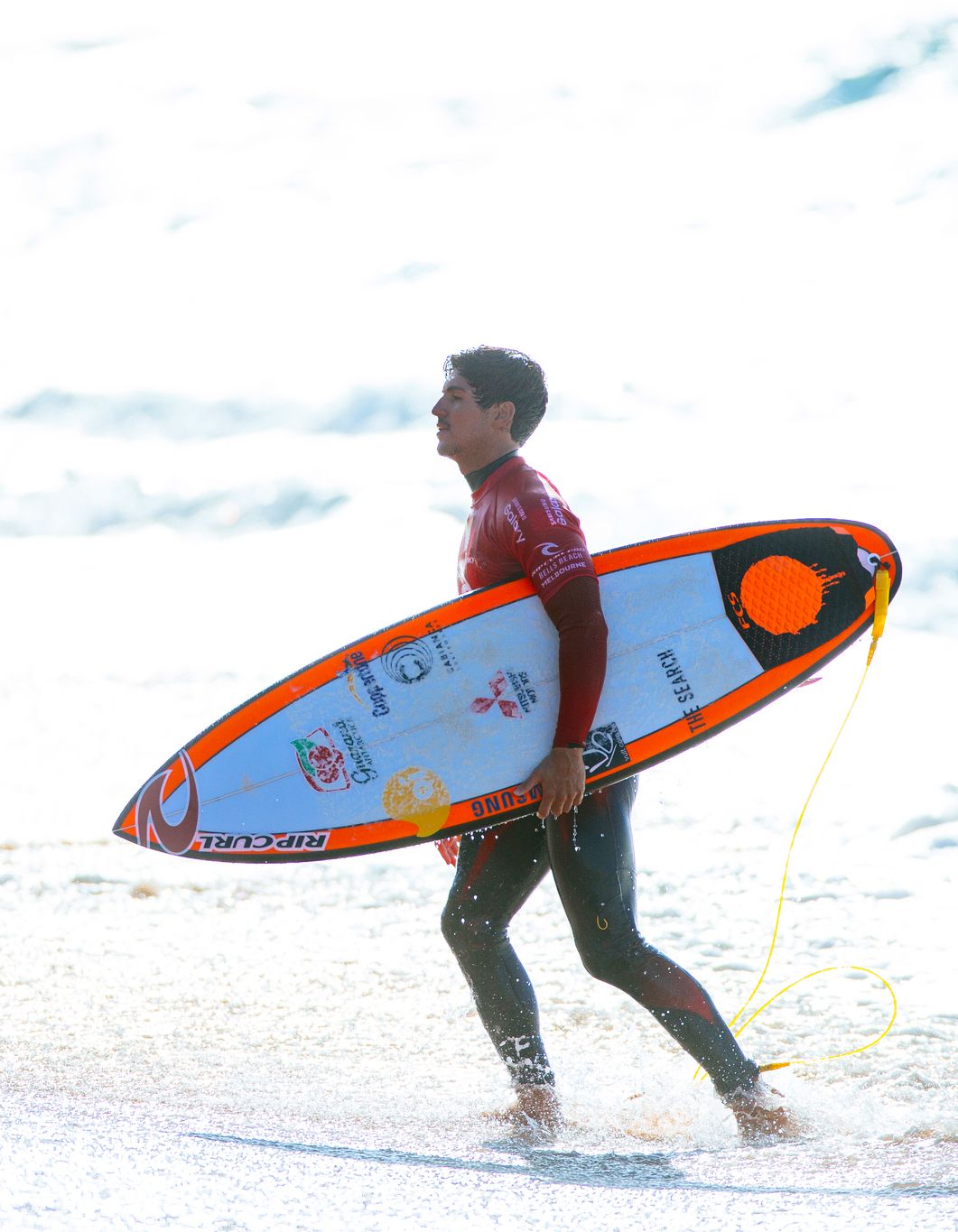 Gabriel Medina after an upsetting Round 3 heat loss to Rookie Davey Cathels #RipCurlPro #BellsBeach. World surf league, Surfer guys, Surfer boys