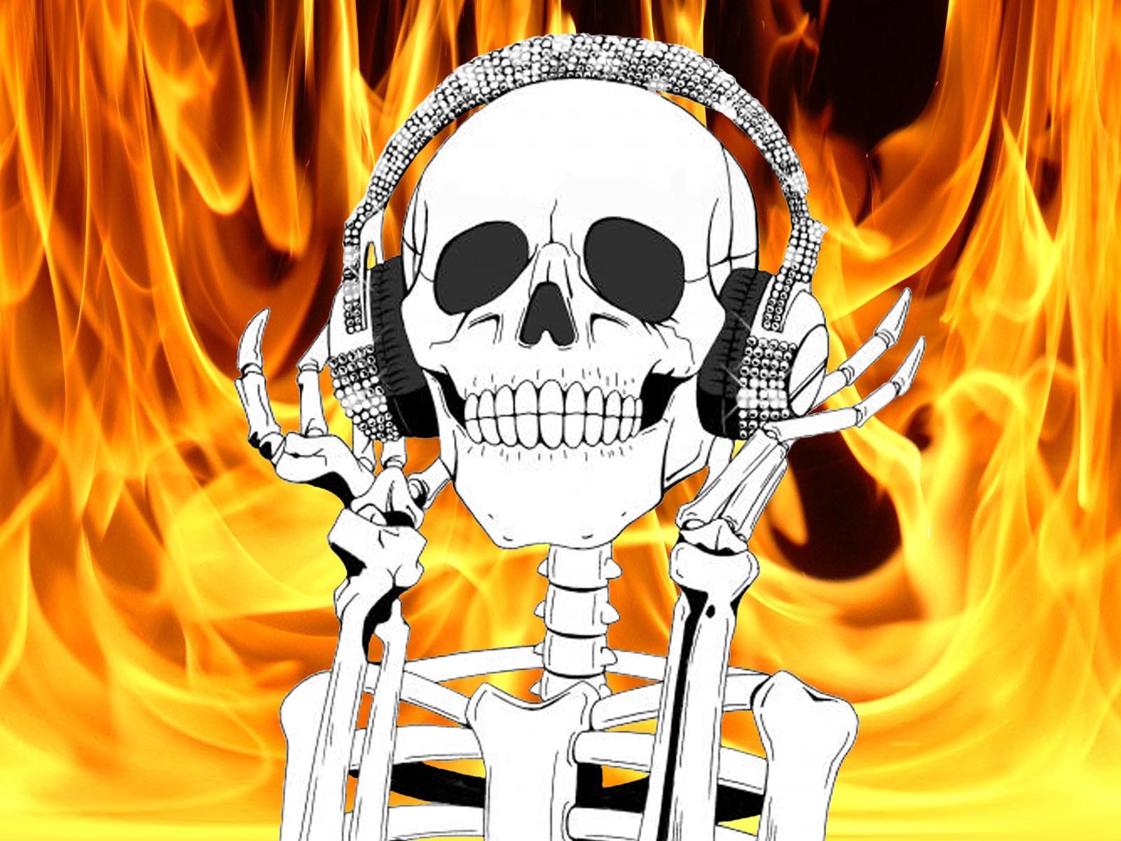 skulls, Music, Fire Wallpaper HD / Desktop and Mobile Background