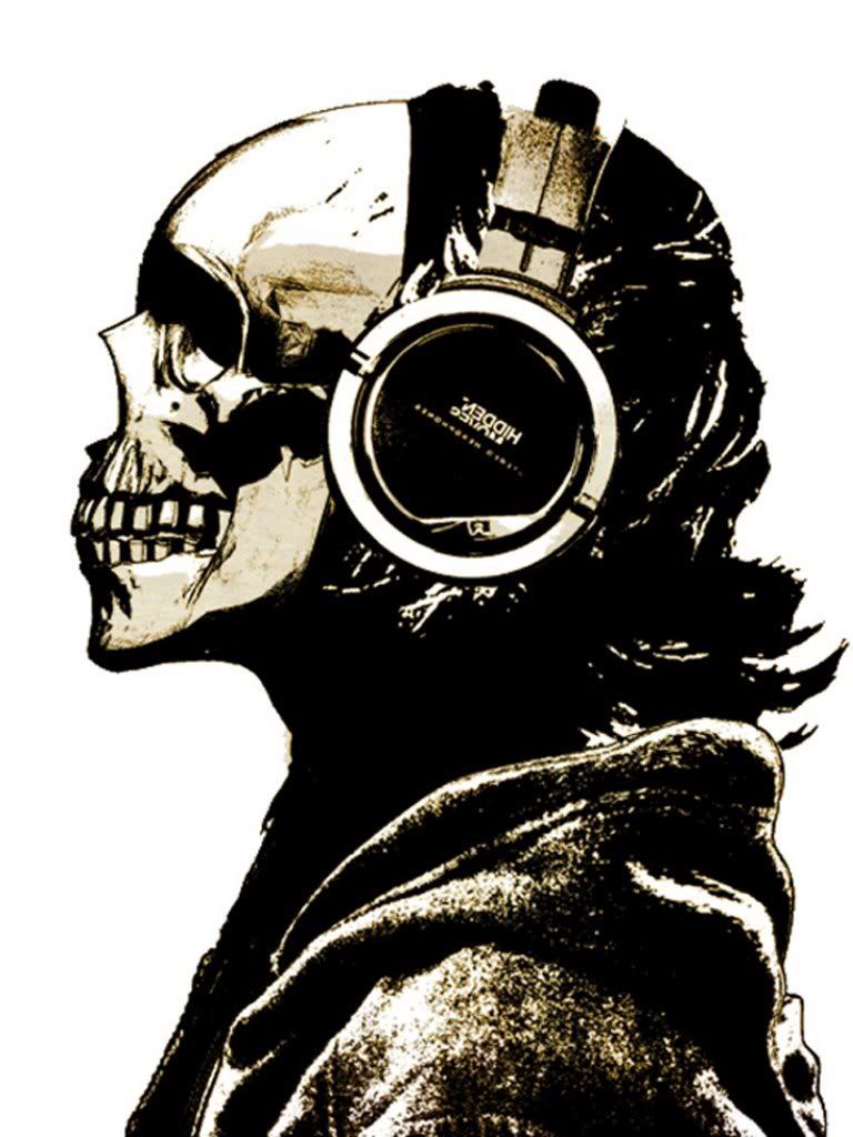 Music!. Girl power tattoo, Headphone drawing, Skull art