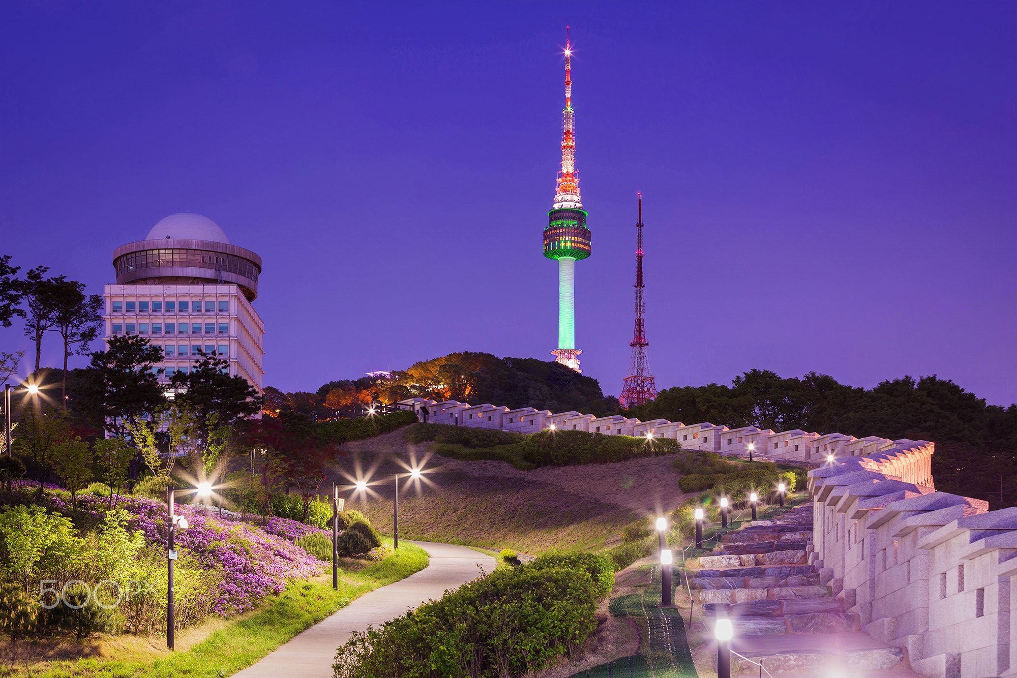 Namsan Park and N Seoul Tower Park and N Seoul Tower at Night, South Korea. Seoul tower, Namsan park, N seoul tower