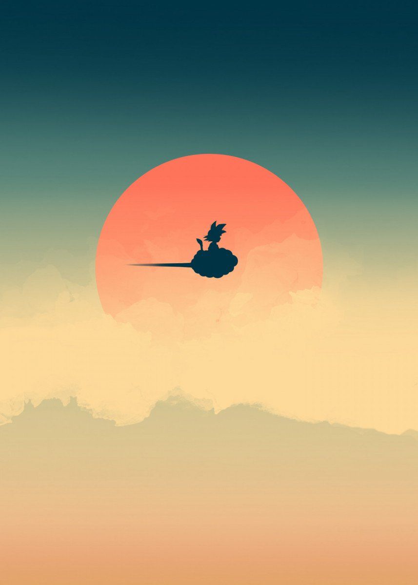 Minimalistic Goku Riding Nimbus Cloud In The Sunset. Anime Shelter Shop. Dragon ball art, Dragon ball wallpaper, Anime dragon ball super