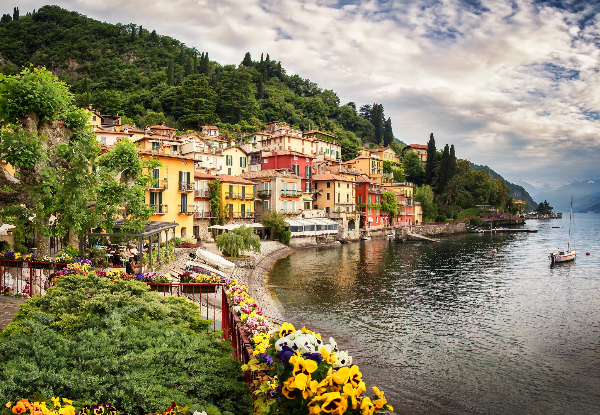 nature, Landscape, Architecture, Clouds, Water, Trees, Italy, Lake, House, Boat, Hill, Forest, Flowers, Mountain Wallpaper HD / Desktop and Mobile Background