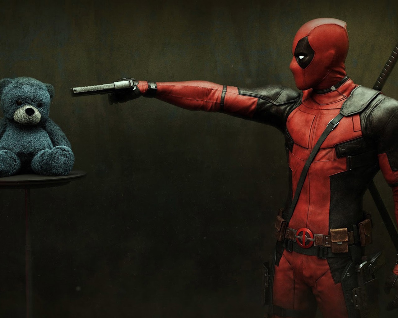 Wallpaper Deadpool and Teddy Bear 1920x1080 Full HD 2K Picture, Image