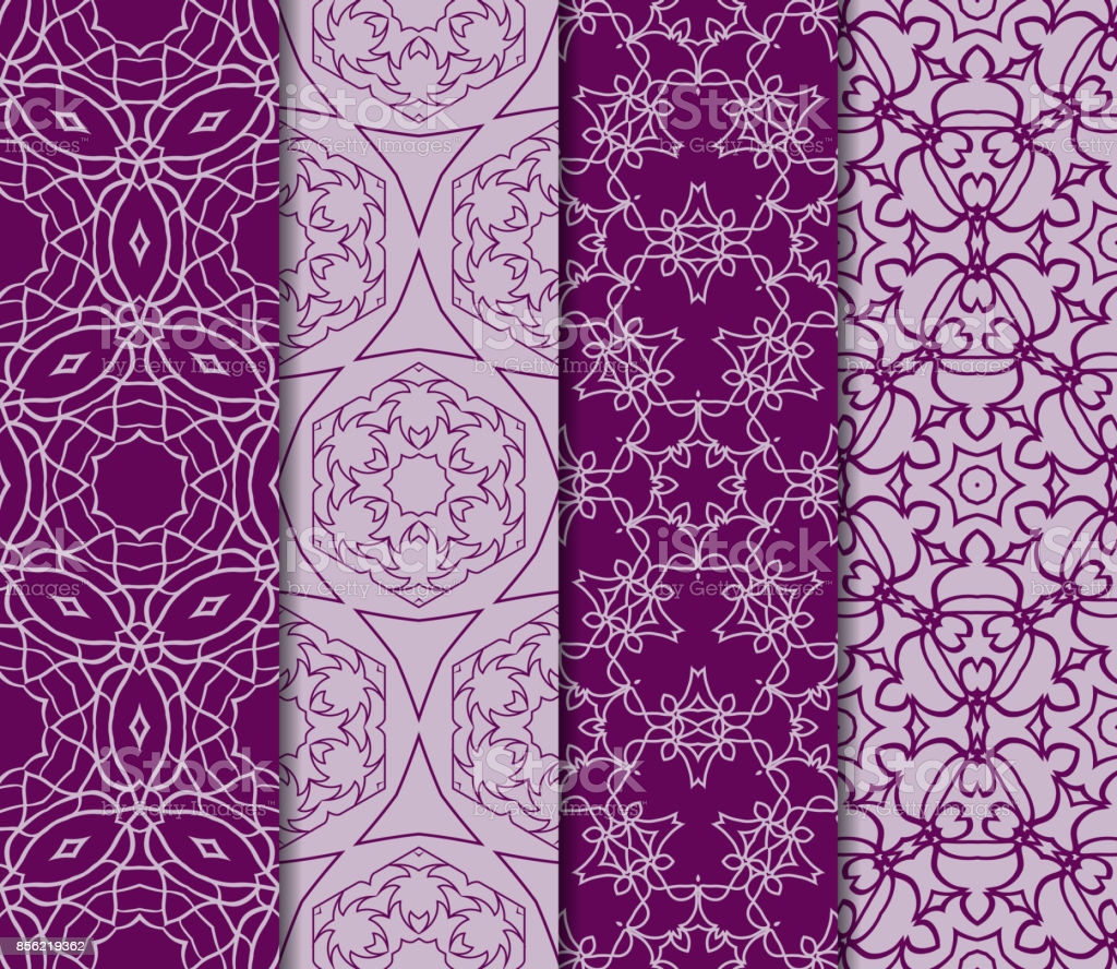 Set Of Seamless Pattern Of Royal Purple Color Vector Illustration Design For Wallpaper And Background Stock Illustration Image Now