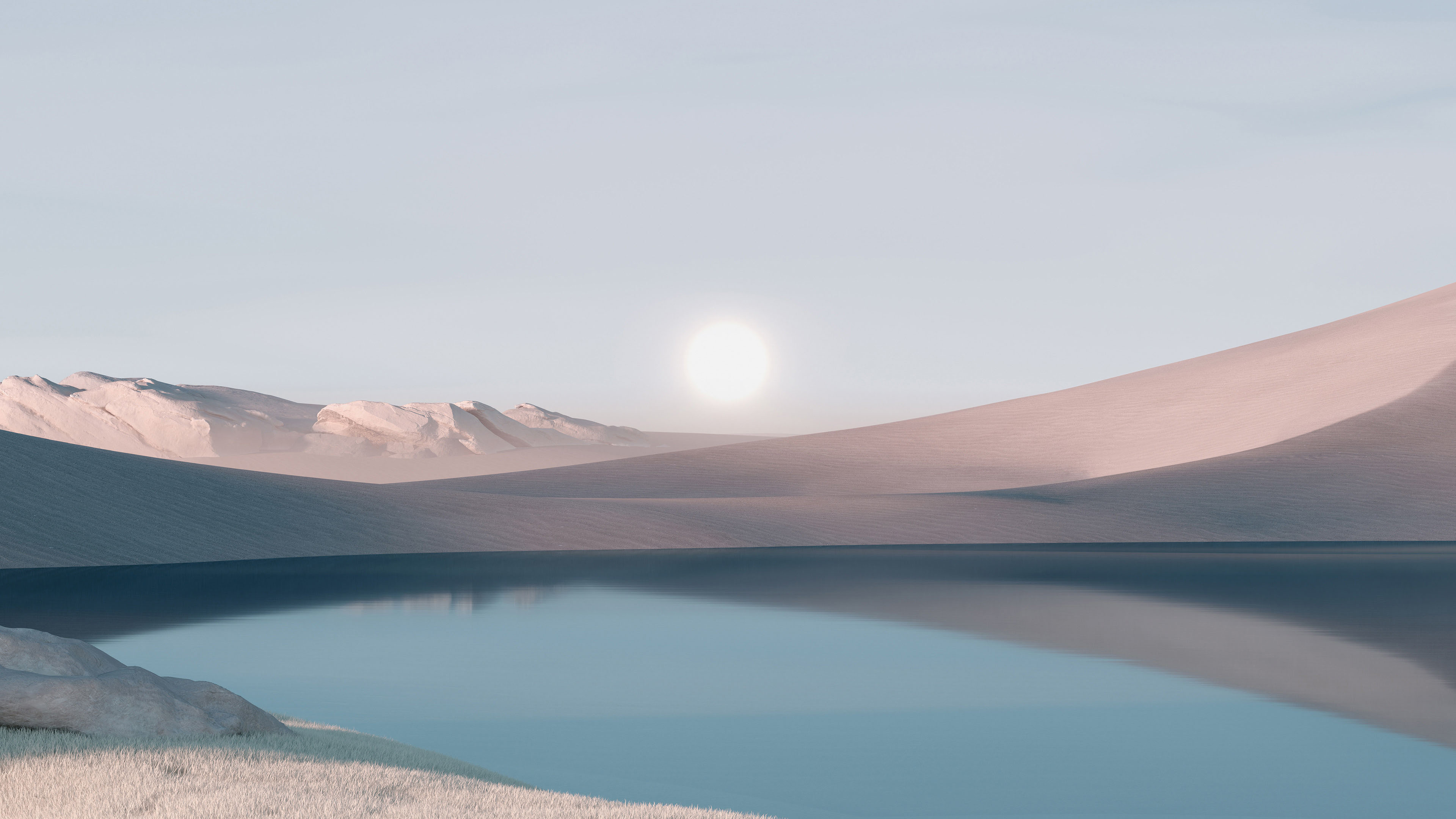 Desert Landscape Lake Sunrise Windows 11 4K HD Windows 11 Wallpaper