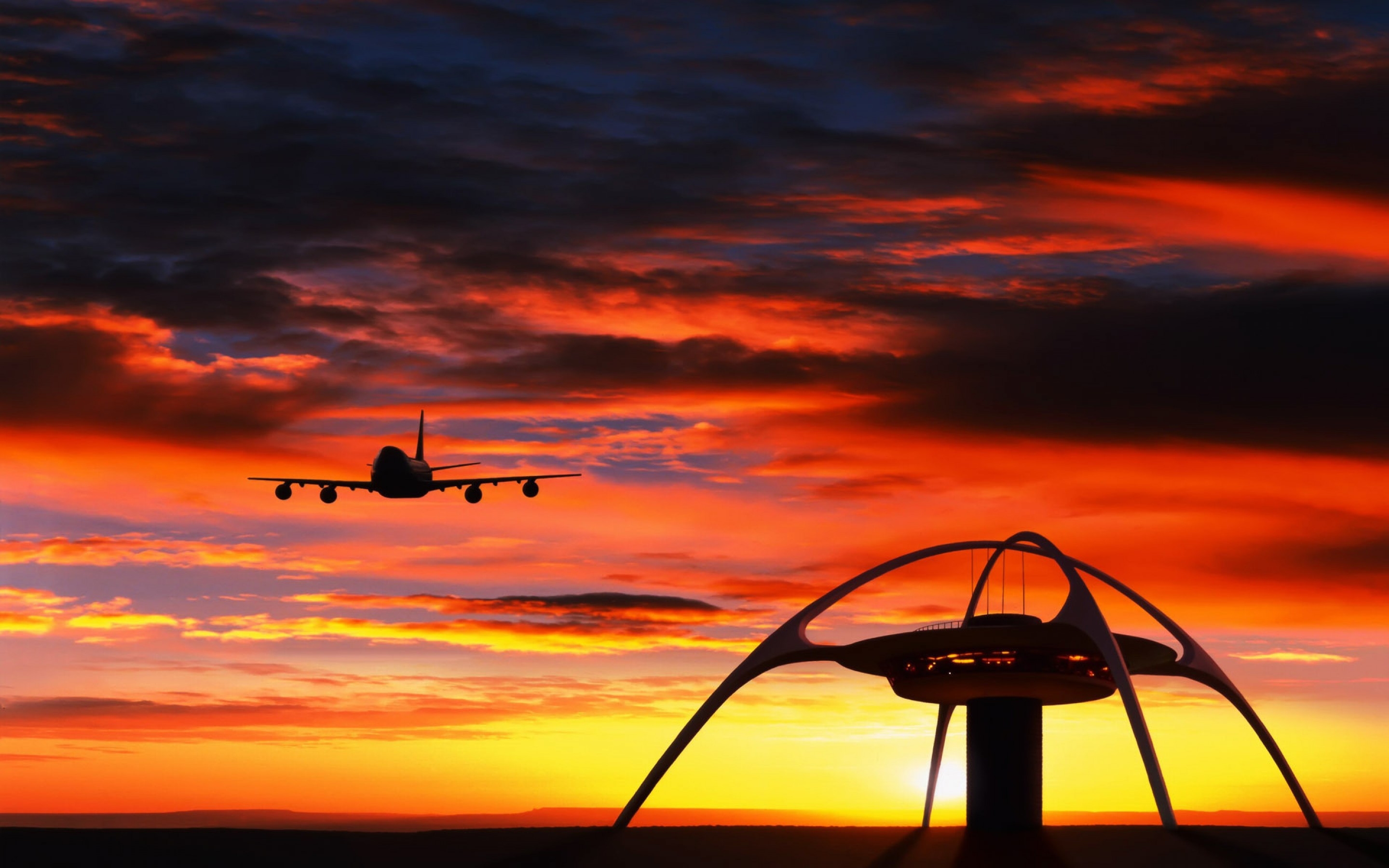 Landing Plane Sunset Mac Wallpaper Download