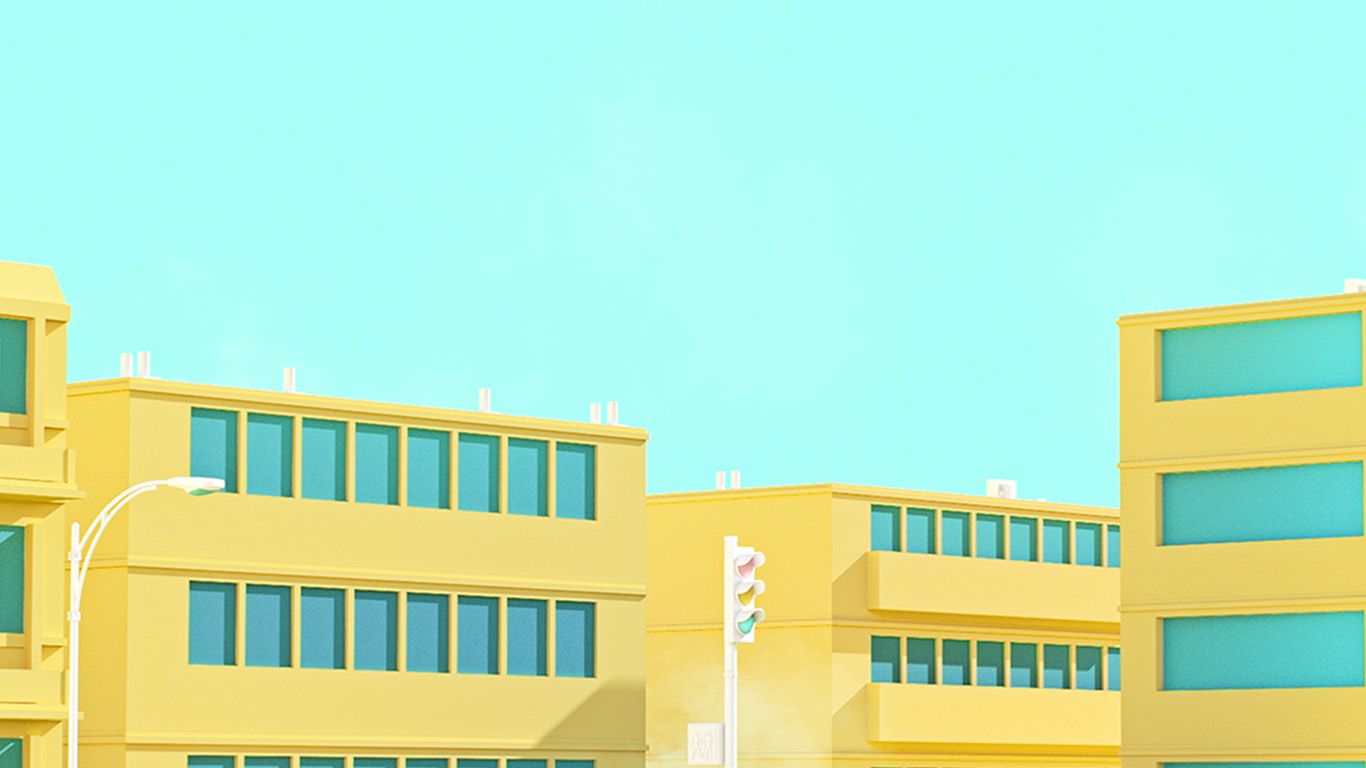 Yellow and Blue Aesthetic Desktop Wallpaper