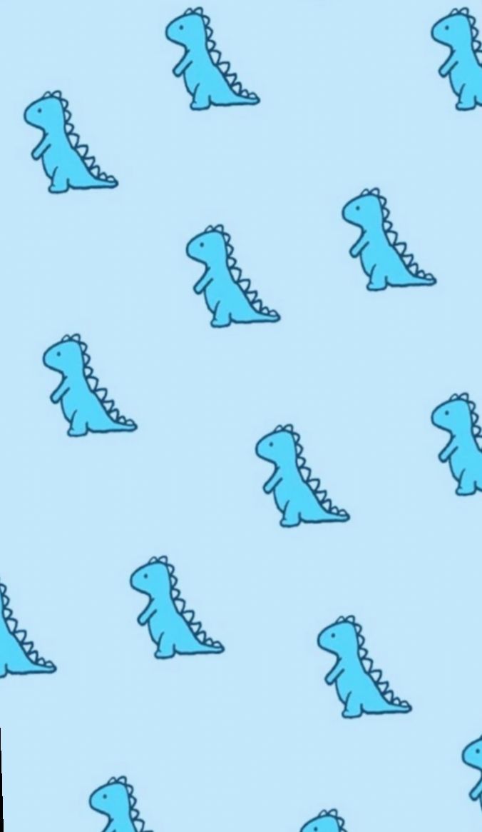 Blue Aesthetic Cute Dinosaur Wallpaper