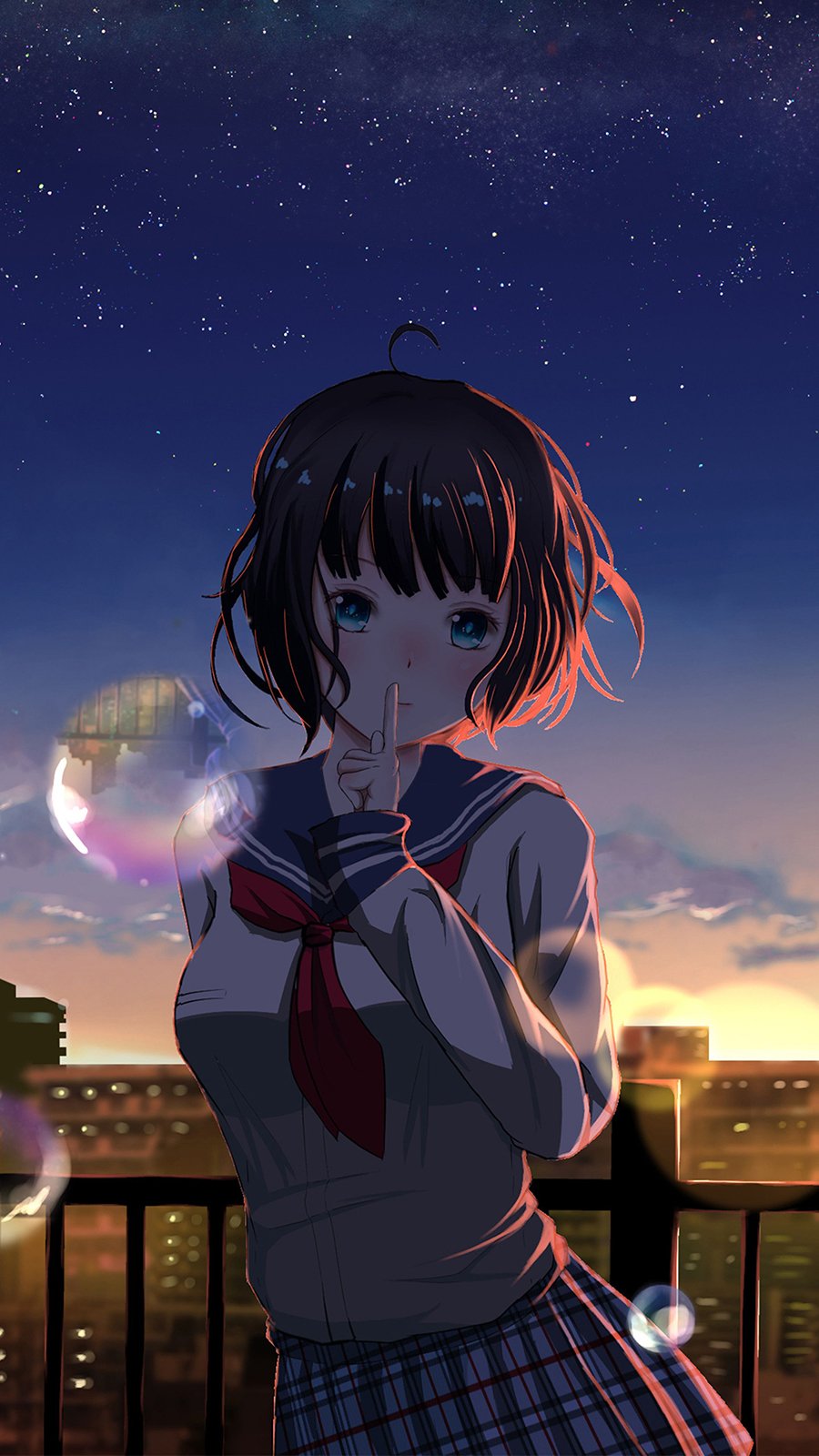 Anime Boy Alone Night Stars Scenery 4K Phone iPhone Wallpaper #824a