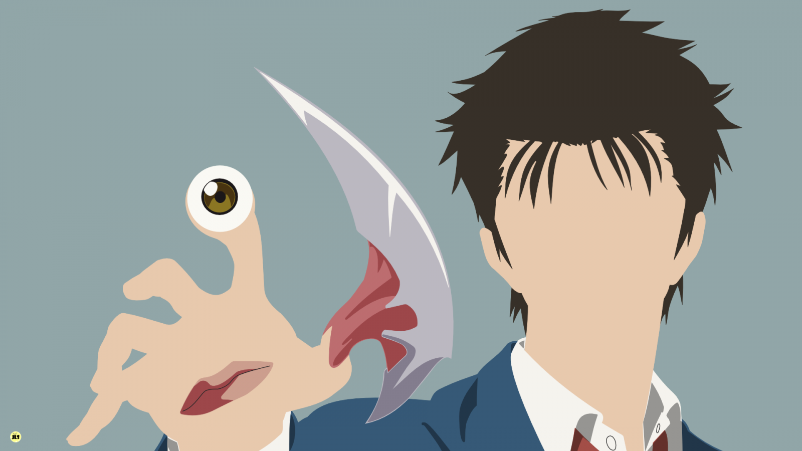 Wallpaper, illustration, anime, horror, cartoon, Parasyte the maxim, Izumi Shinichi, Migi, hand, sketch, mangaka 1920x1080