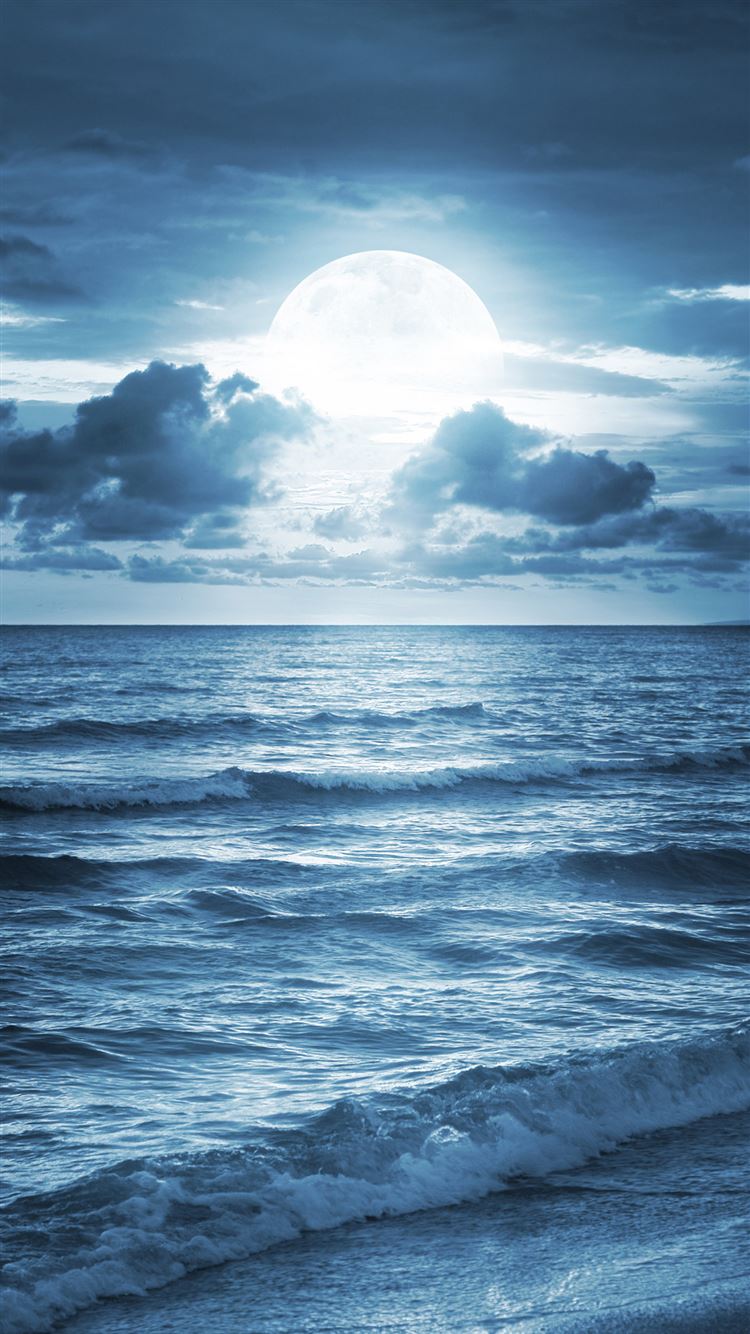 Blue Ocean Beach At Dusk iPhone 8 Wallpaper Free Download