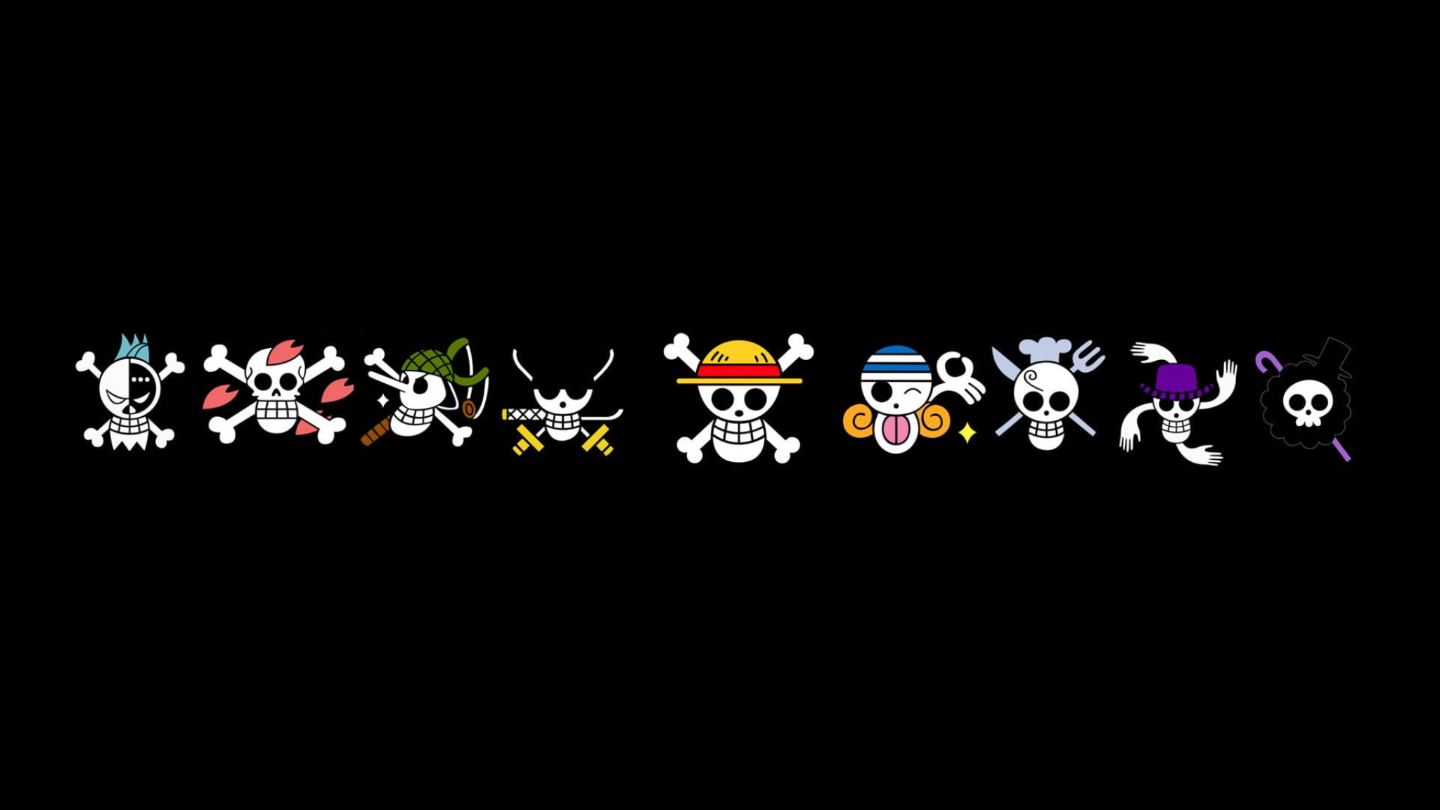 One Piece logo wallpaper, anime, skull, black background, copy space, studio shot • Wallpaper For You HD Wallpaper For Desktop & Mobile
