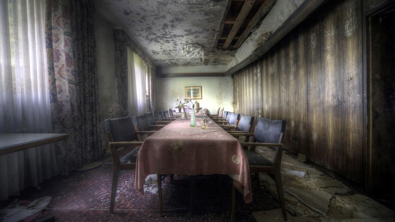 Old meeting room Wallpaper, HD Desktop Wallpaper. Abandoned hotels, Abandoned places, Abandoned