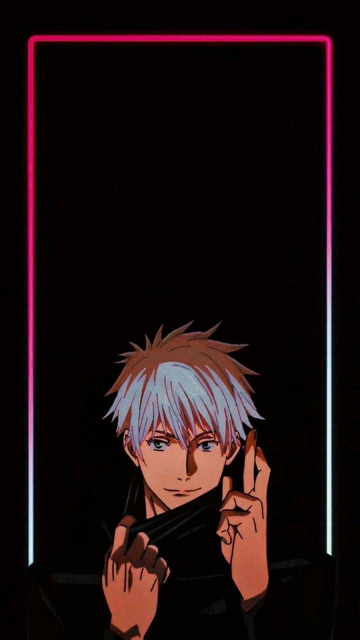 Gojo Neon, black, jjk, simple, anime, HD phone wallpaper