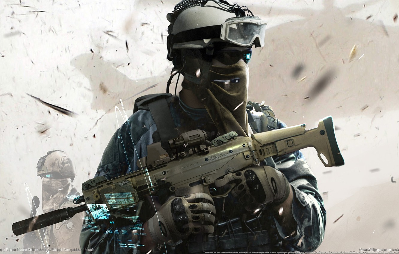 Wallpaper weapons, helicopter, soldiers, hologram, the vest, squad Ghost, Ghost Recon: Future Soldier, Tom Clancy's image for desktop, section игры