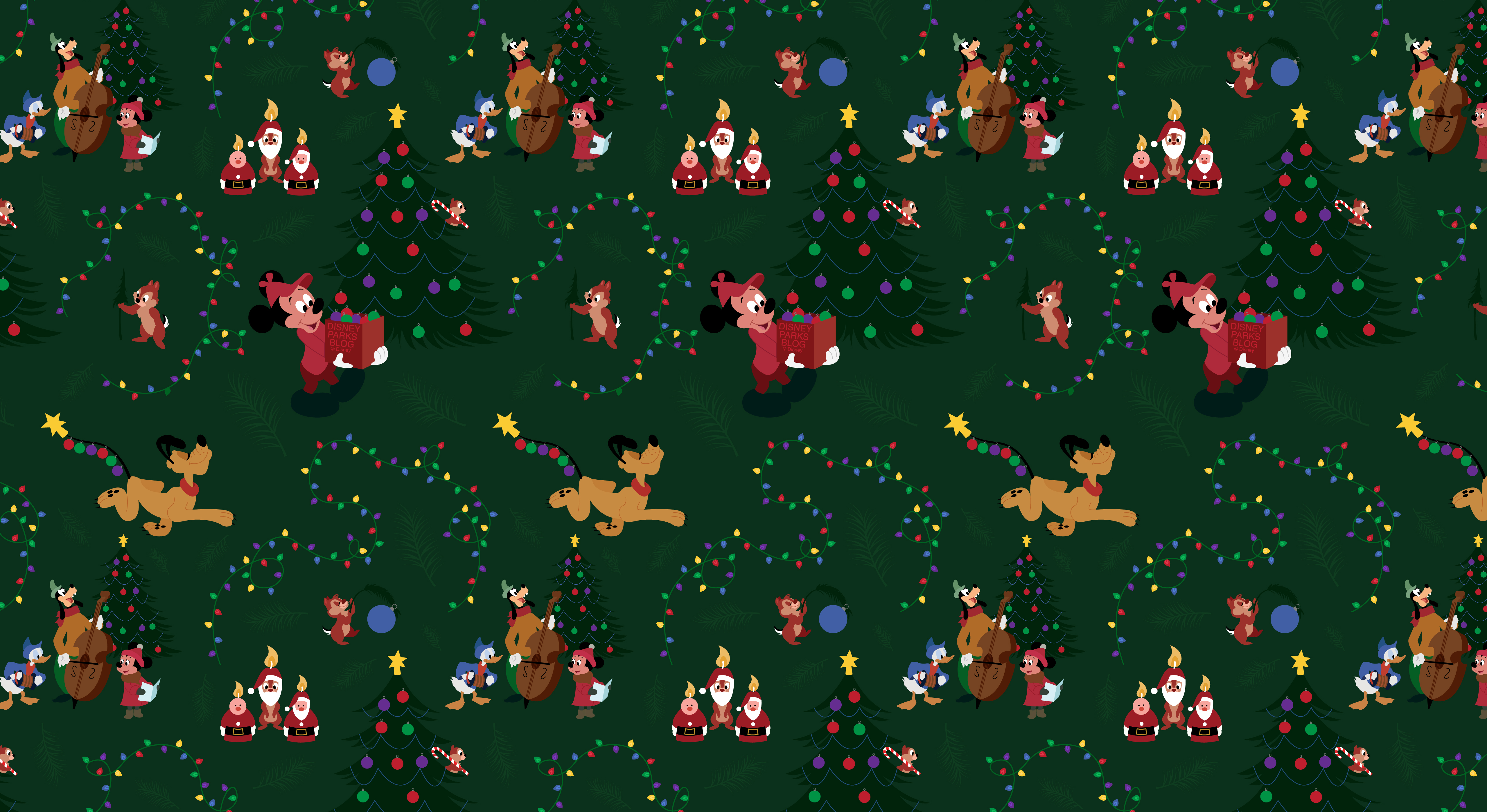 Mickey Mouse & Pluto Christmas Wallpaper