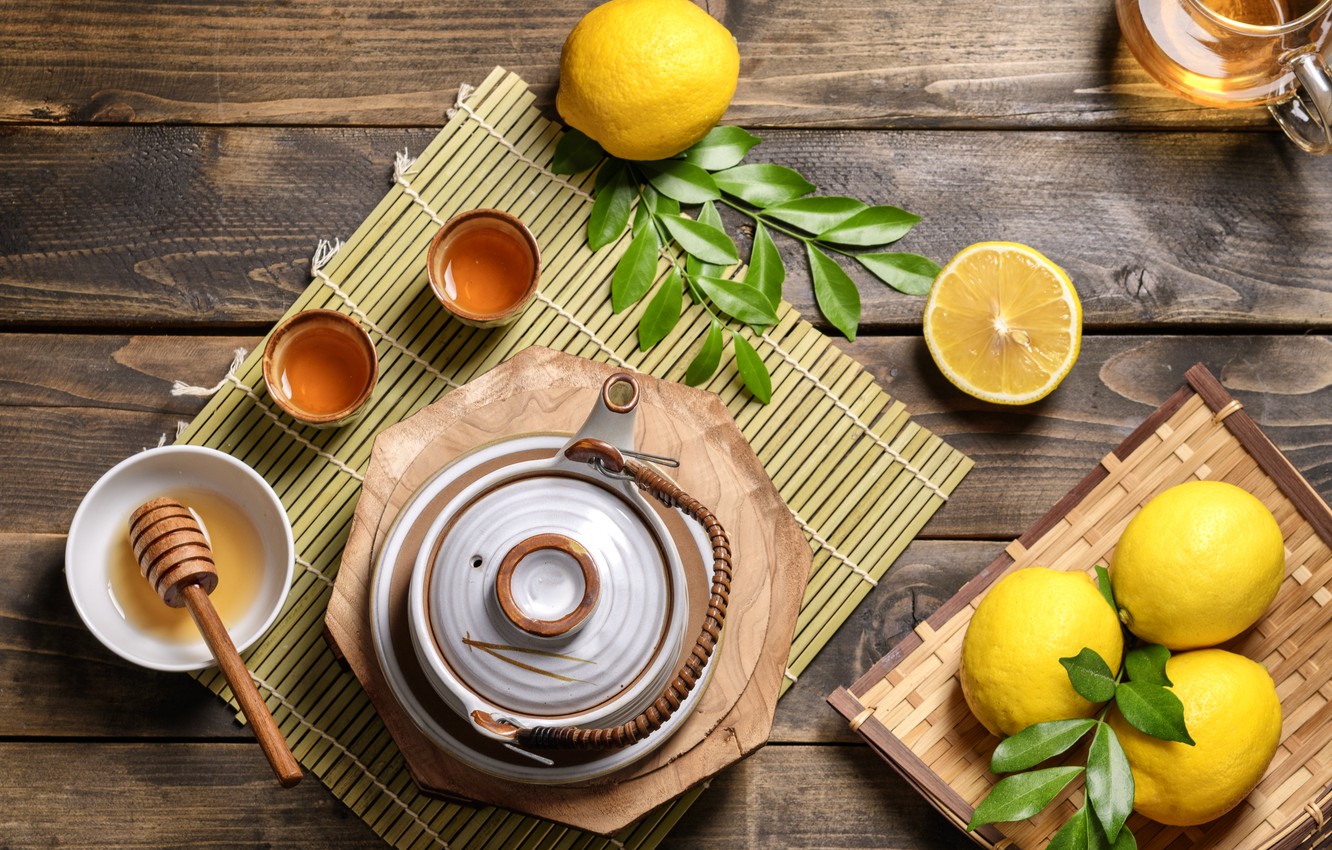 Wallpaper lemon, tea, honey, drink, mint image for desktop, section еда