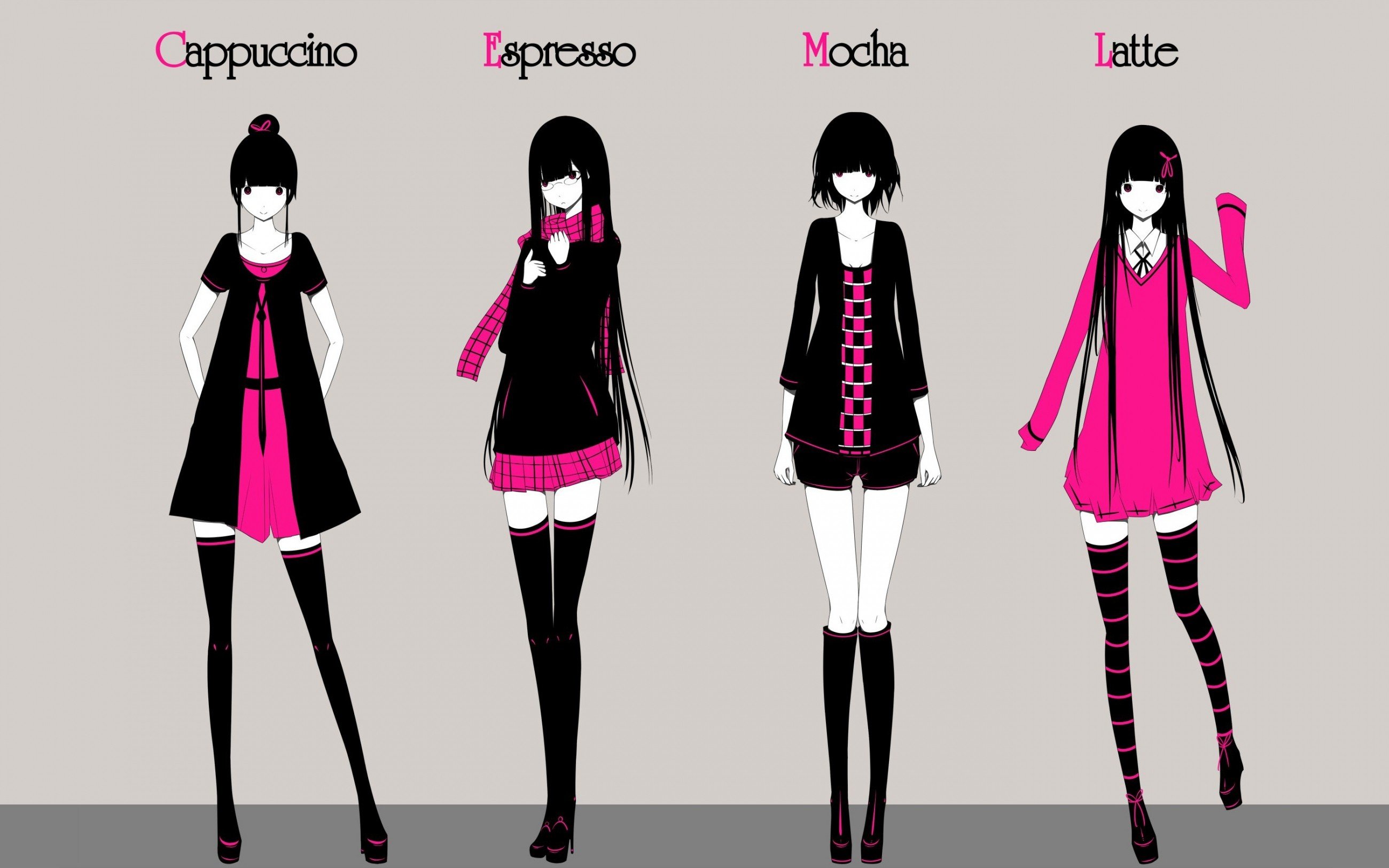 Anime Fashion Style For Girls Wallpaper Download HD Cute Black Pink
