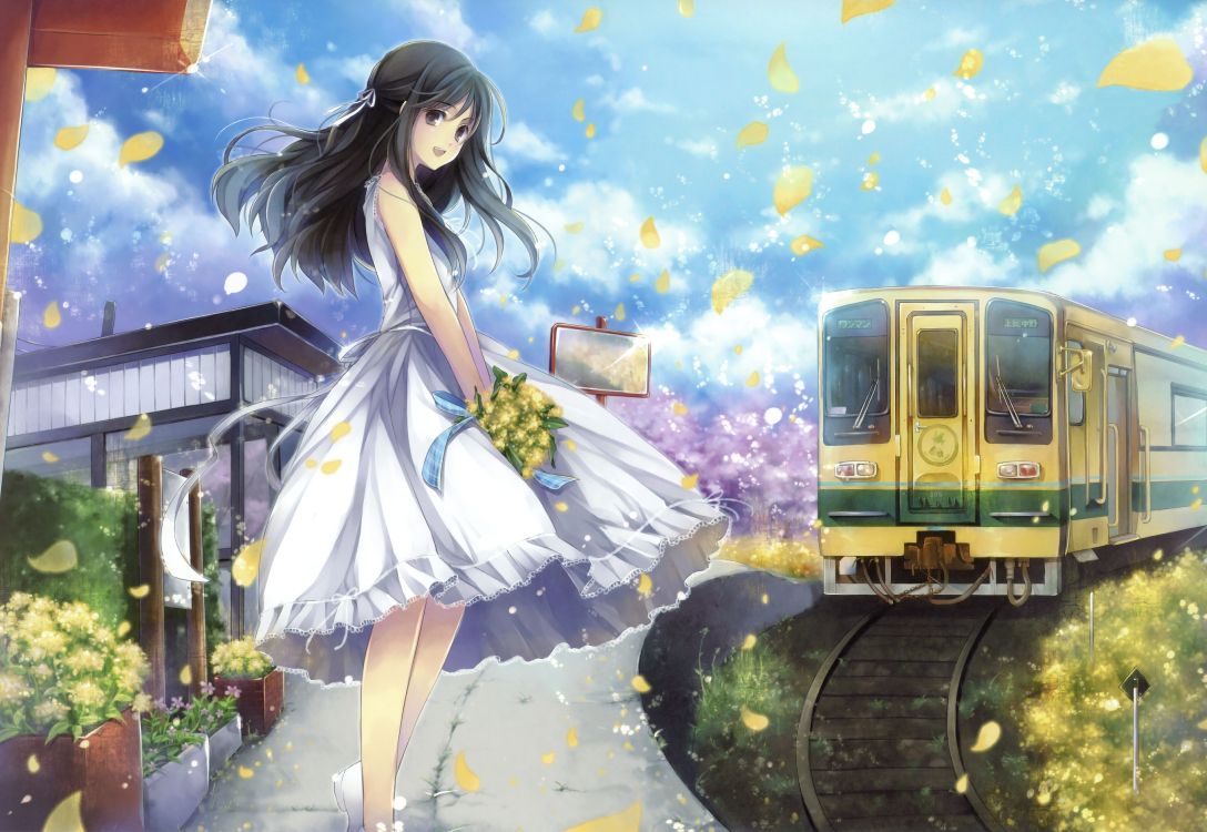 Wallpaper Anime Girl Summer Dress, Anime, Dress, Clothing, Train, Background Free Image
