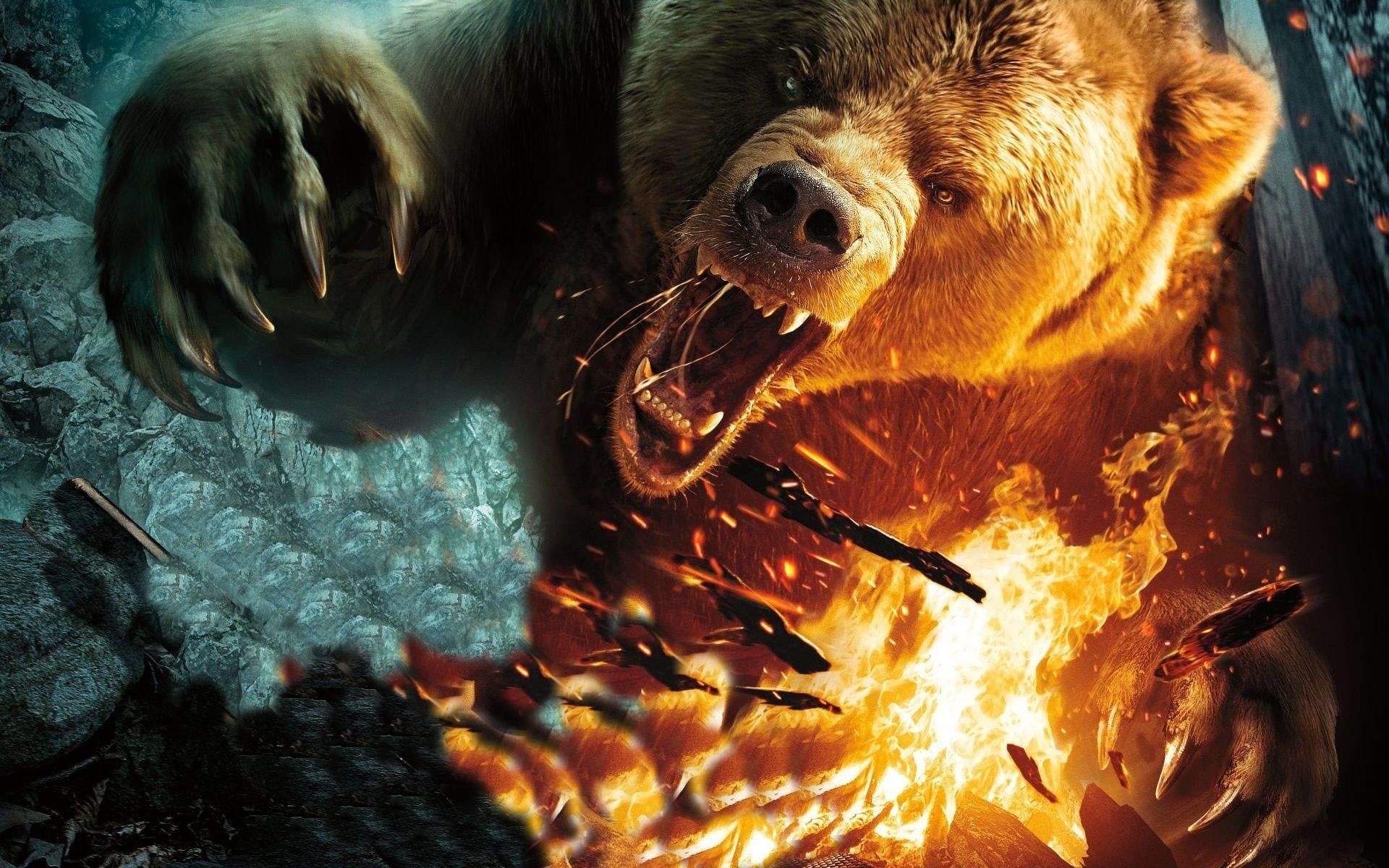 angry bear illustration #bears #fire #artwork #creature P #wallpaper #hdwallpaper #desktop. Bear artwork, Angry bear, Bear picture