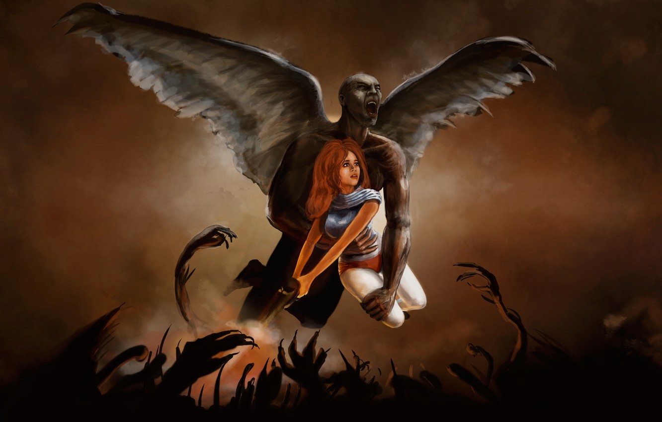 Wallpaper girl, weapons, wings, the demon, art, Barbarella image for desktop, section фантастика