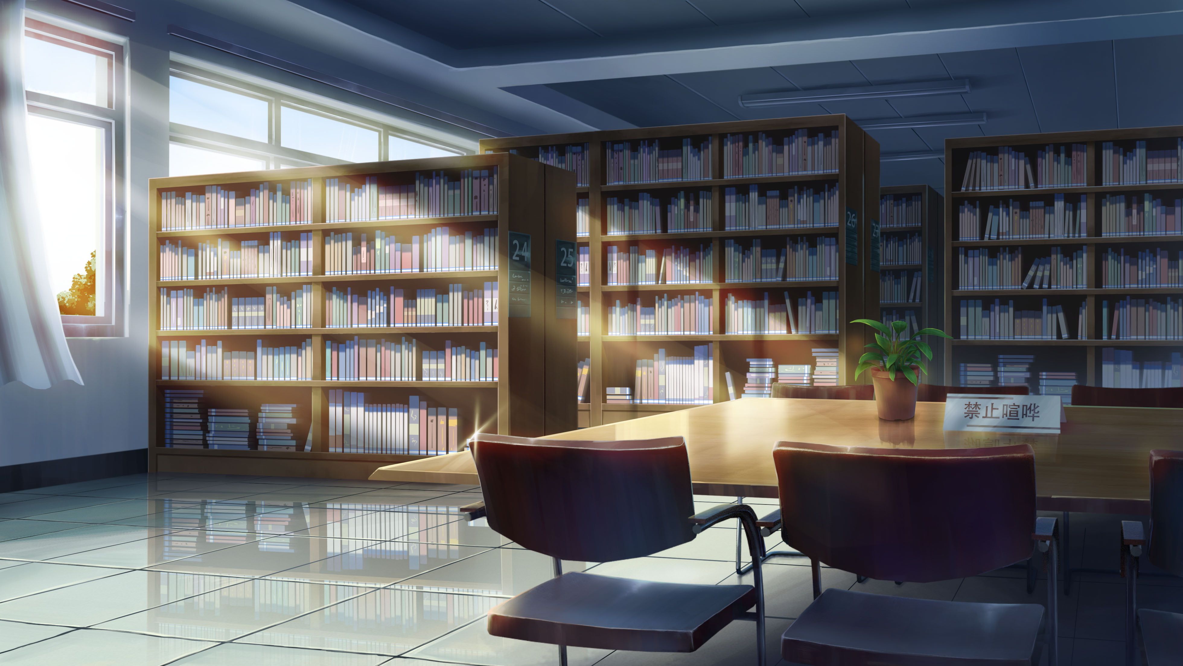 Anime #Original #Book #Chair #Library K #wallpaper #hdwallpaper #desktop. The originals, Brown wooden bed, Glass cabinets display