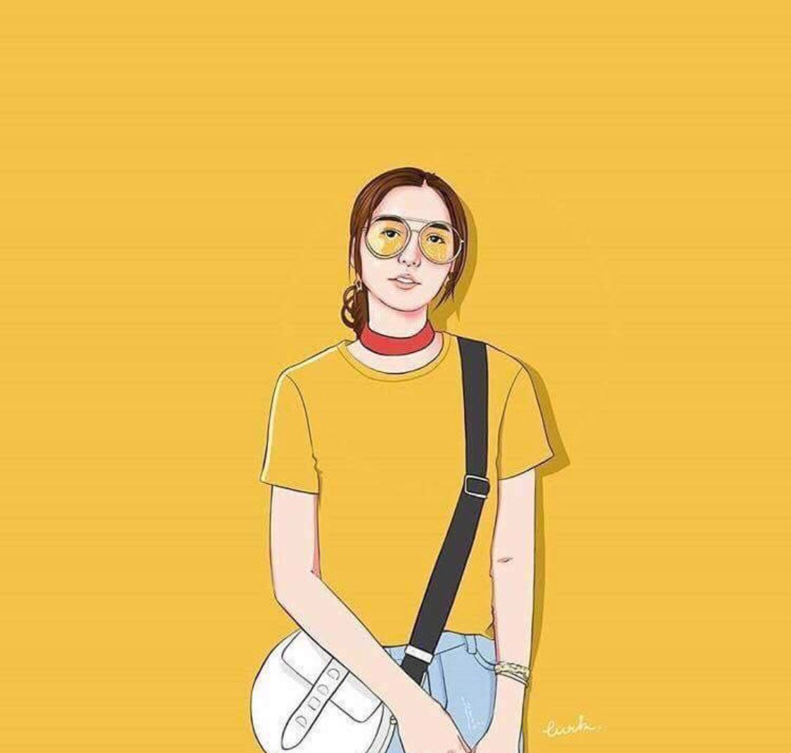 Yellow girl <>. Wallpaper kuning, Ilustrasi karakter, Ilustrasi