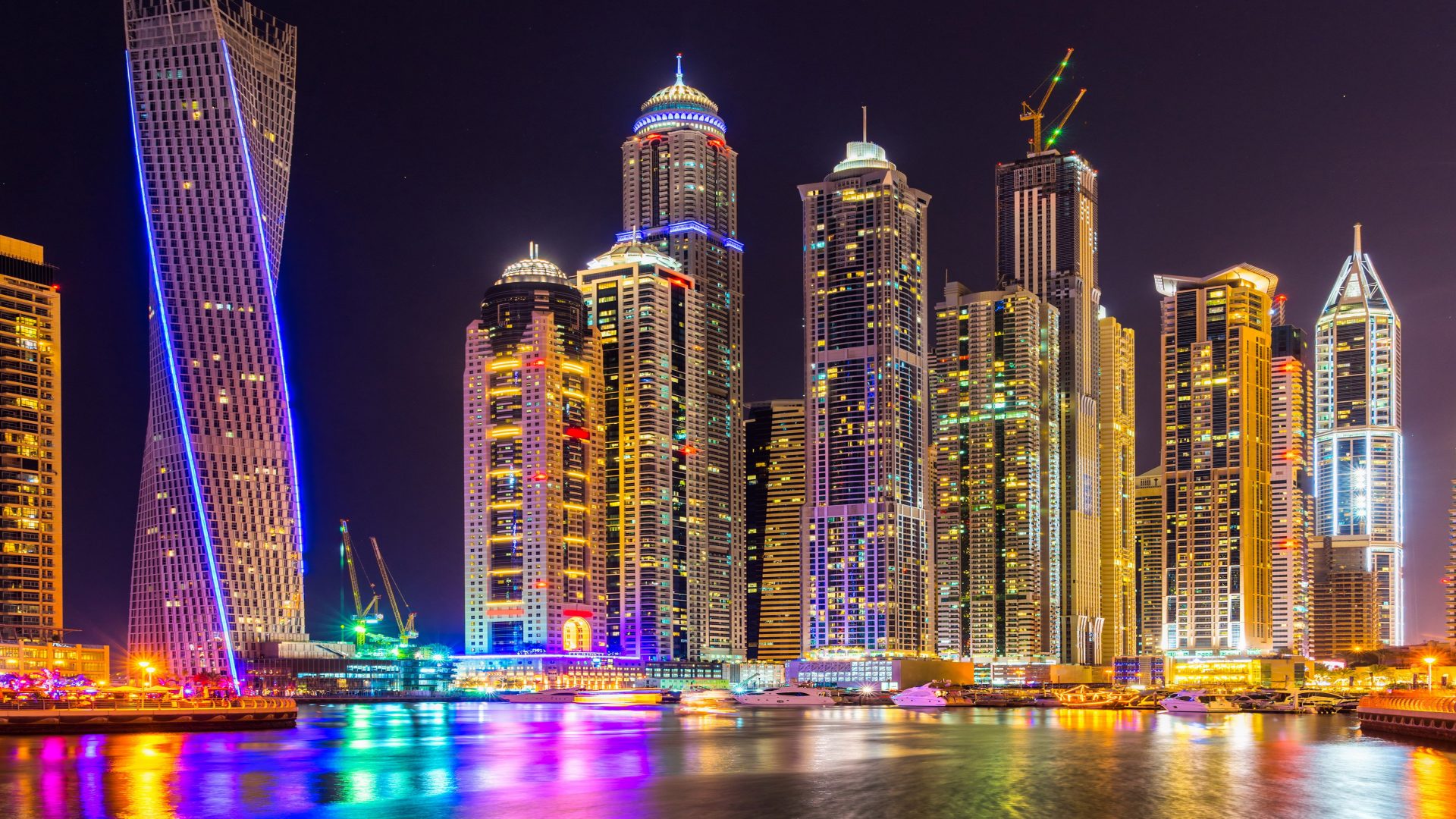 Dubai City Of Skyscrapers, Tall Buildings, Night Light Port Yachts Desktop Wallpaper Download Free, Wallpaper13.com
