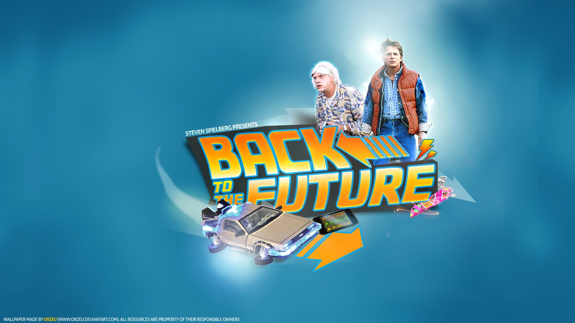 Back to the Future, blue, Back to the Future III (Movie), Marty McFly, car, Back to the Future II (Movies), Dr. Emmett Brown HD Wallpaper