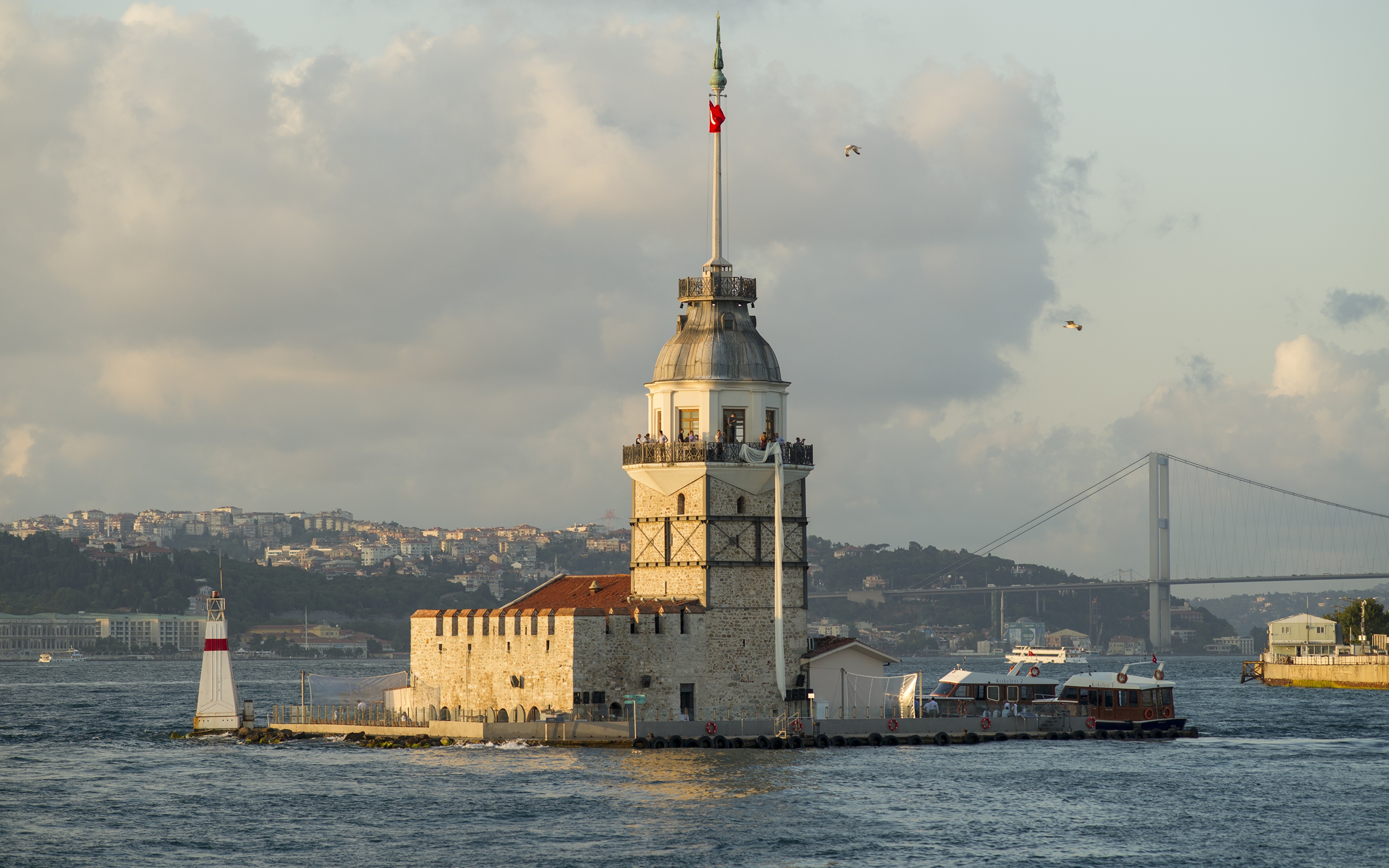 Picture Istanbul Turkey towers Maiden Tower Kiz Kulesi, 3840x2400