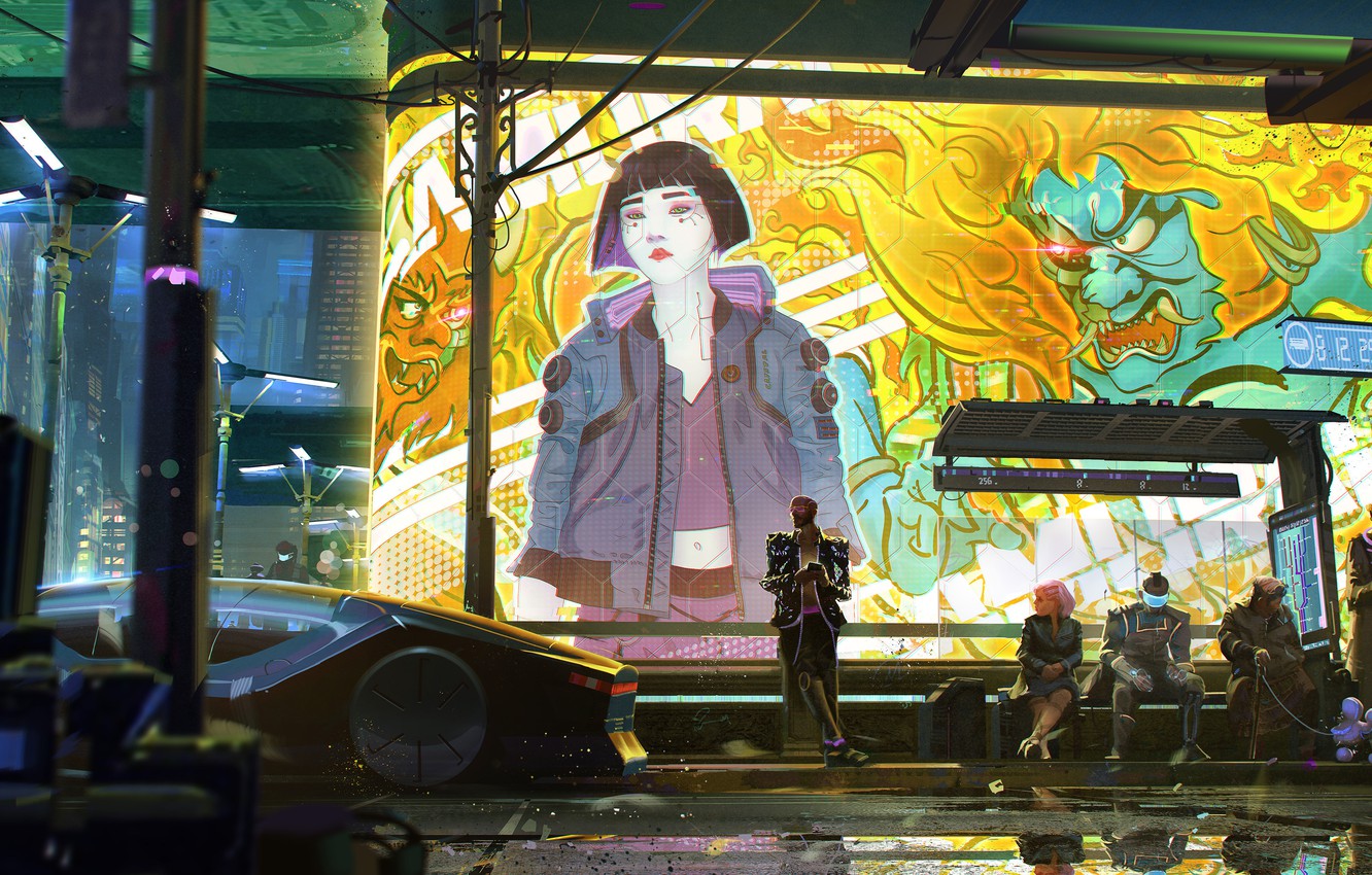 Wallpaper girl, art, street, Cyberpunk Cyberpunk image for desktop, section игры
