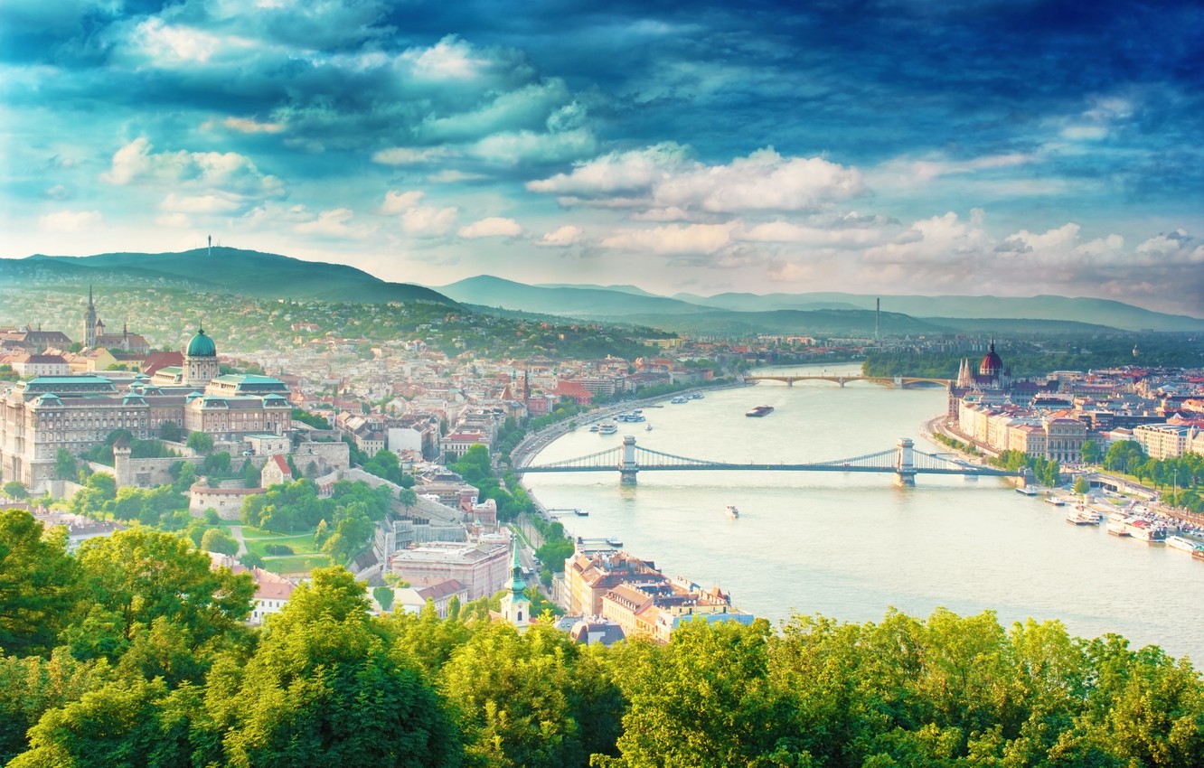 Wallpaper summer, the city, blur, bokeh, clear day, view, Hungary, Hungary, Budapest, travel, Budapest, wallpaper., my planet, the Danube river, panoramic view, bridges building homes image for desktop, section город