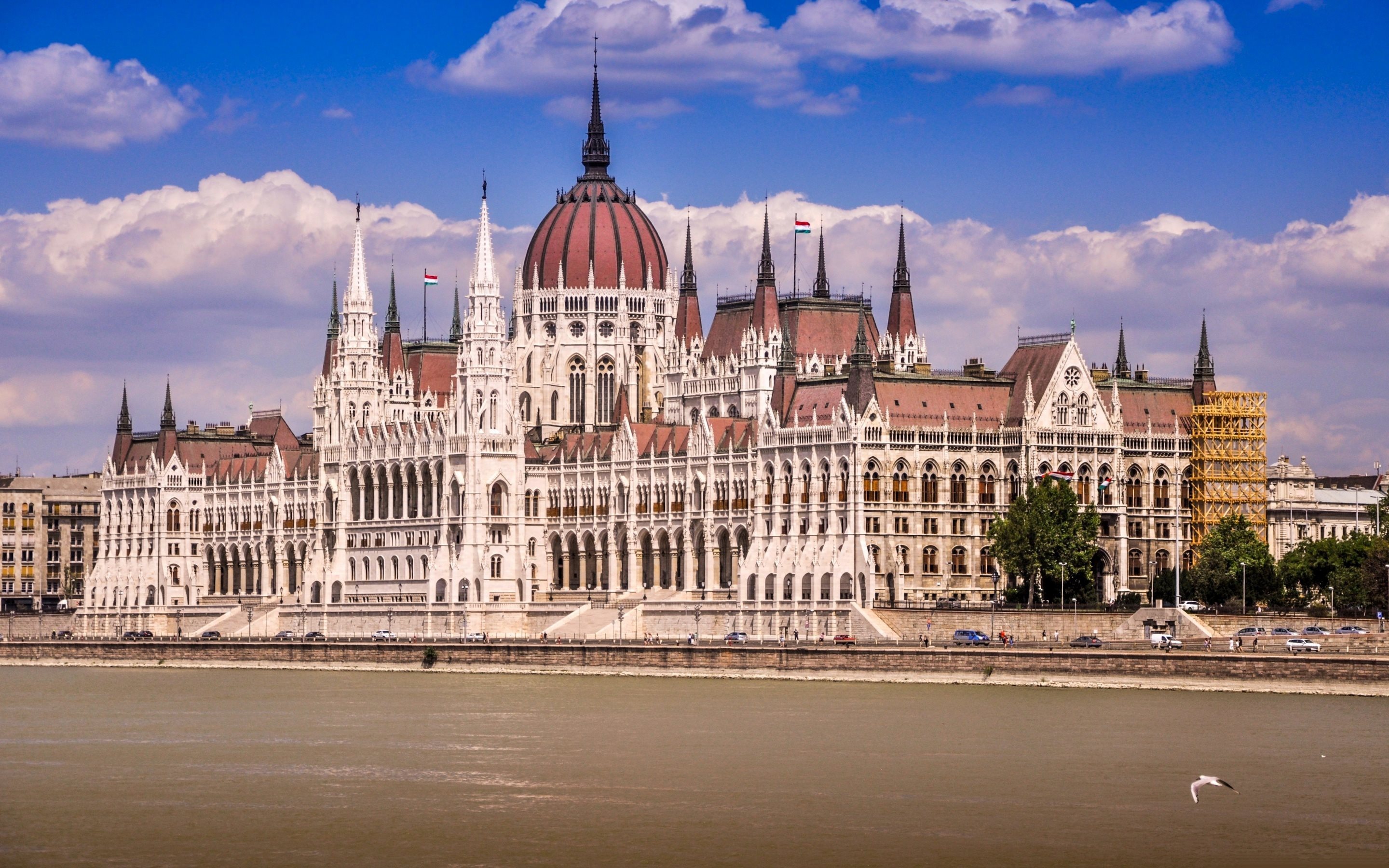 Download wallpaper River Danube, summer, Parliament, Budapest, Hungary for desktop with resolution 2880x1800. High Quality HD picture wallpaper