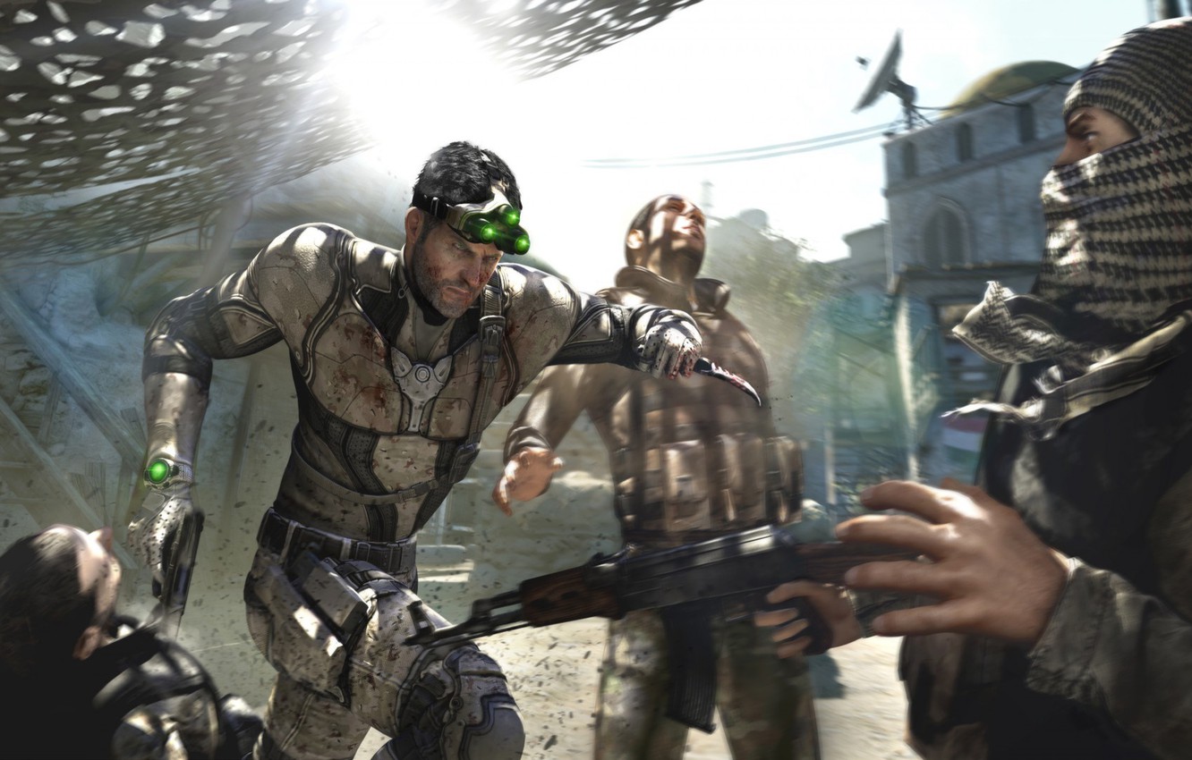 Wallpaper Knife, Blood, Slaughter, Sam Fisher, AK 47, Tom Clancy's, Splinter Cell Blacklist, Terrorists Image For Desktop, Section игры