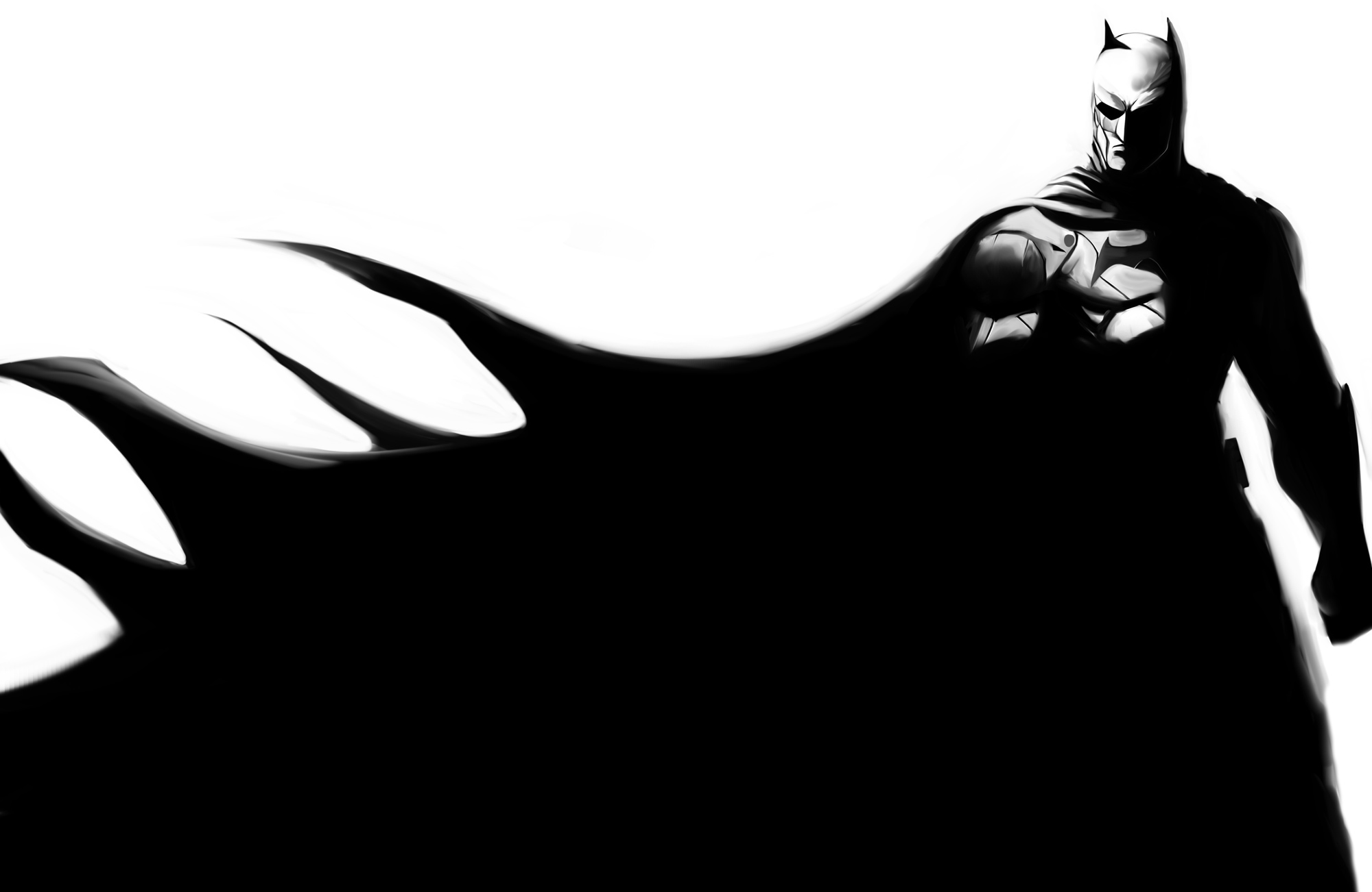 Wallpaper, illustration, silhouette, Batman, cartoon, superhero, Bruce Wayne, ART, black and white, monochrome photography 2000x1302