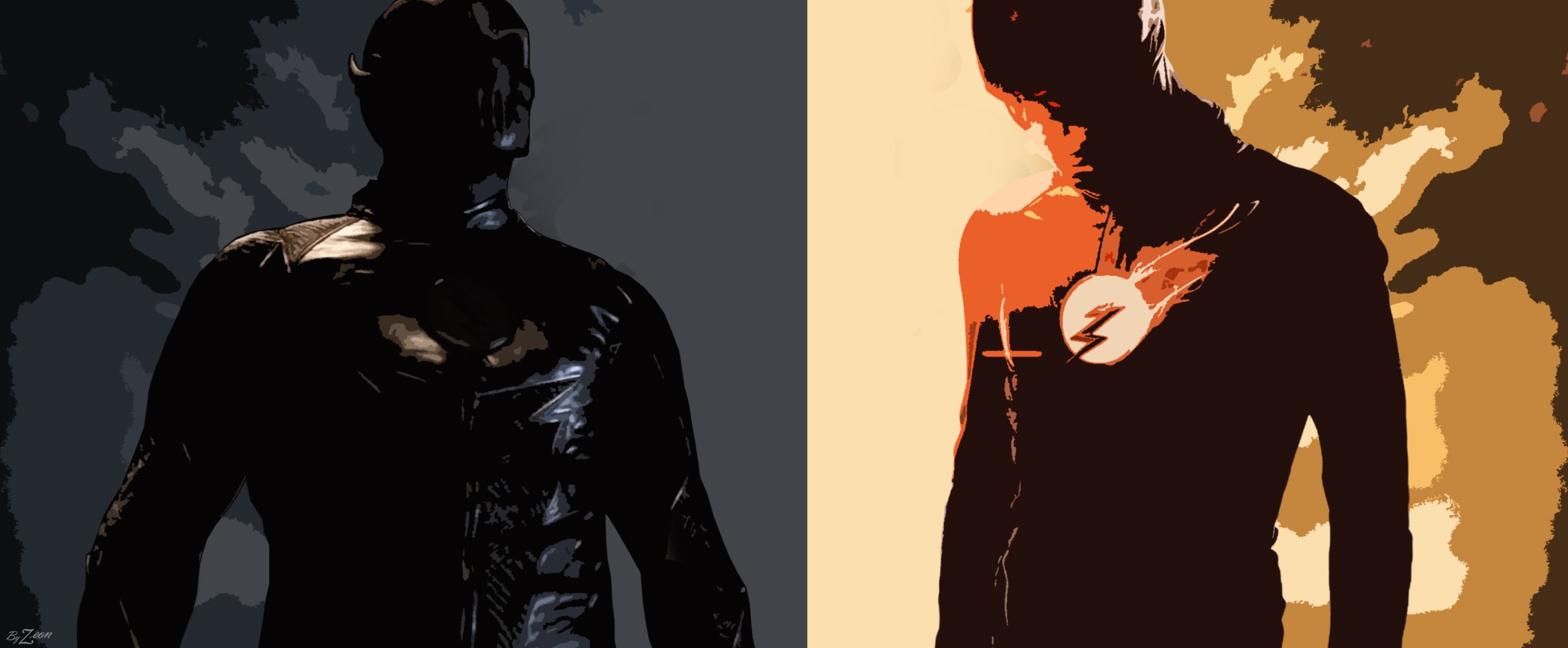 Wallpaper, illustration, silhouette, superhero, DC Comics, The Flash, screenshot 2653x1097