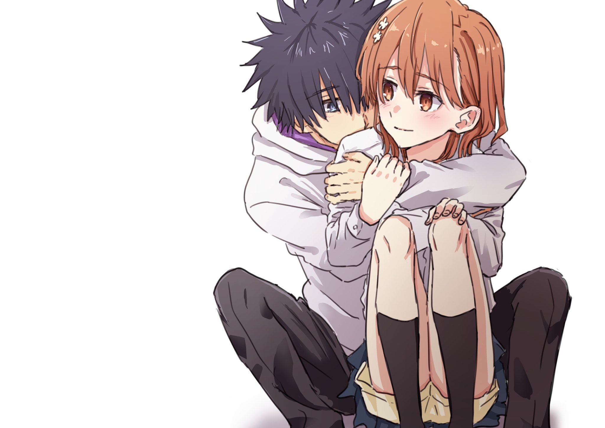 cute anime couple cuddling