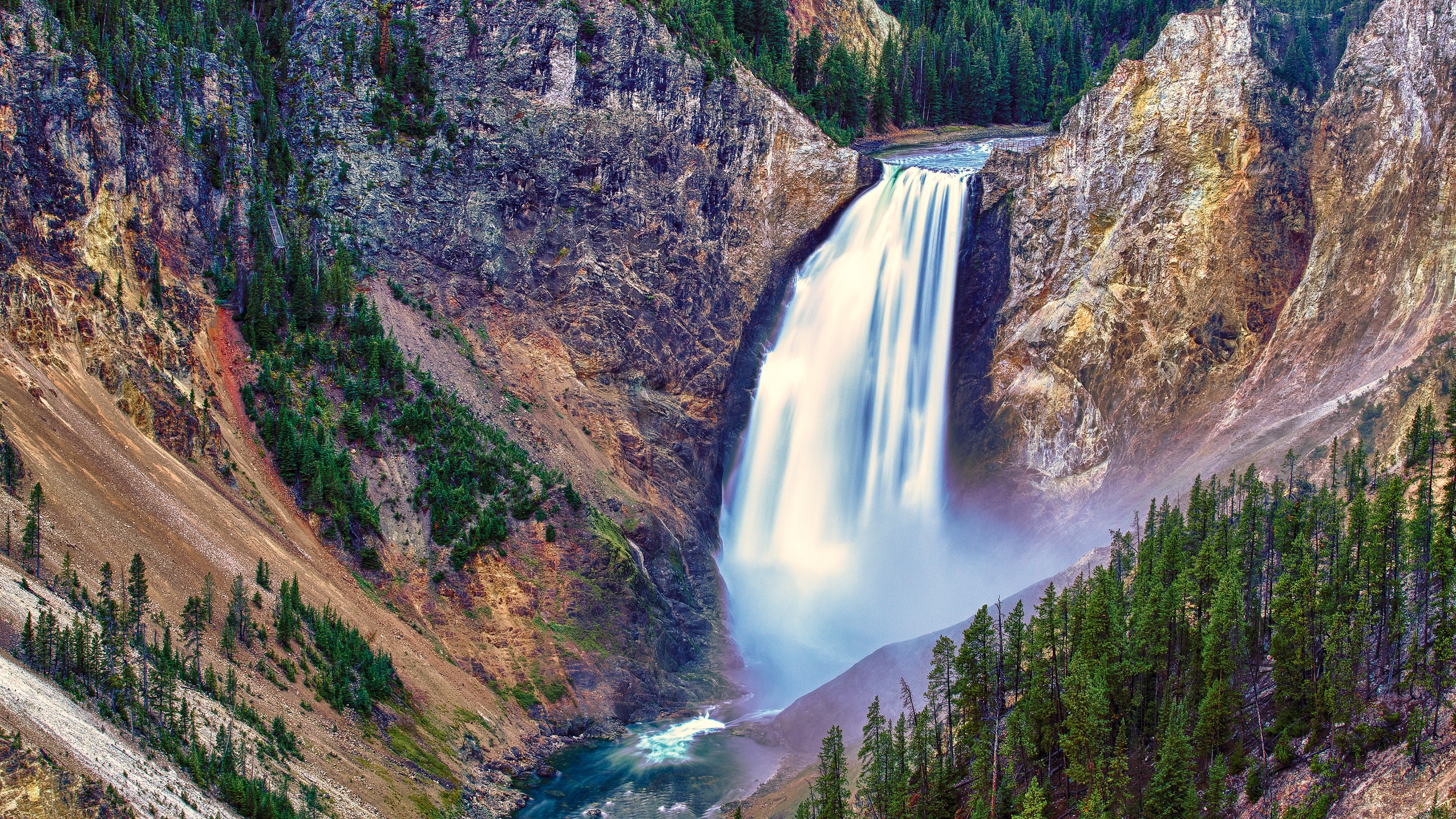 Download 3840x2160 wallpaper yellowstone national park, yellowstone falls, waterfall, nature, 4k, uhd 16:9, widescreen, 3840x2160 HD image, background, 1329