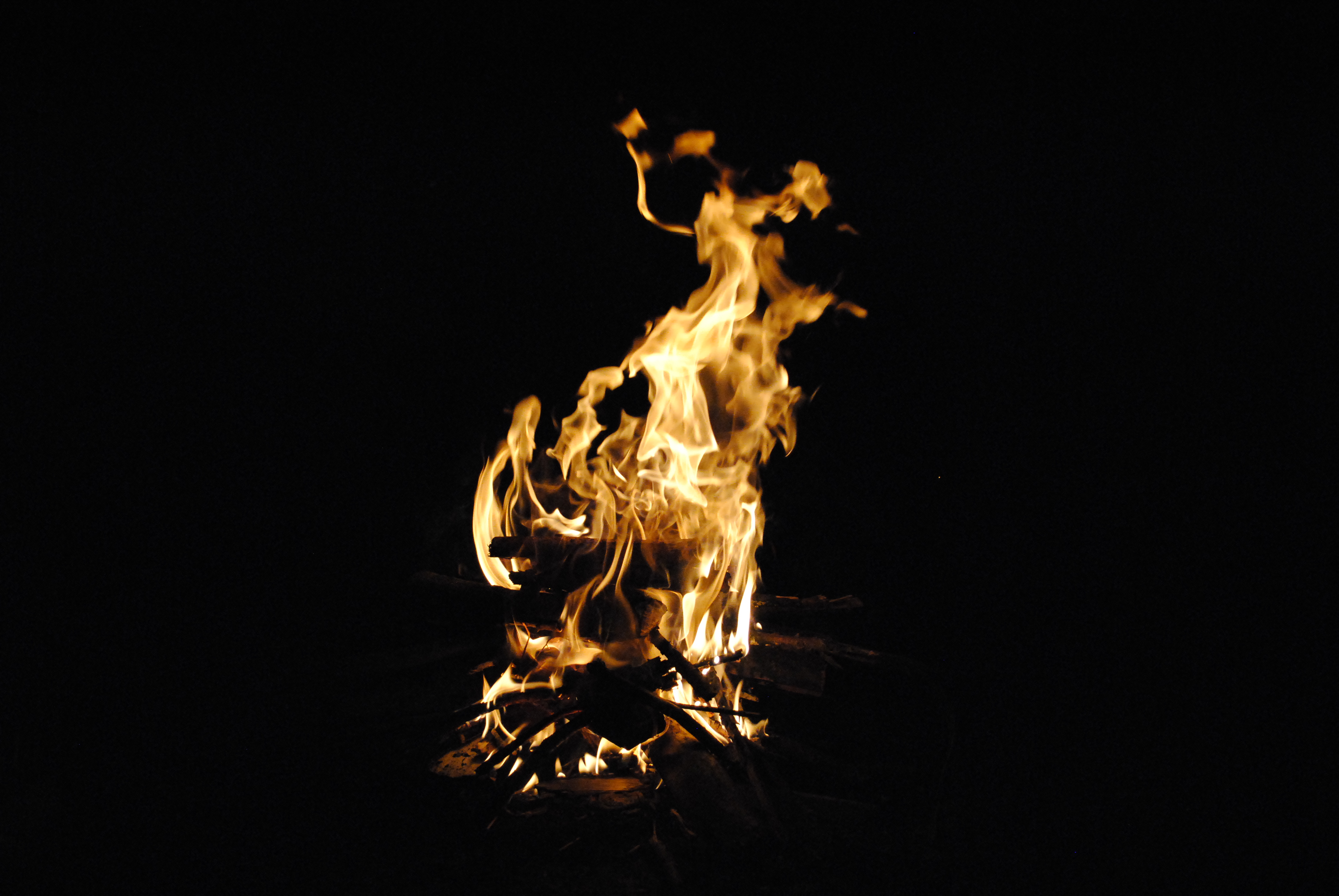 Wallpaper, fire, night, wood, burning 3872x2592