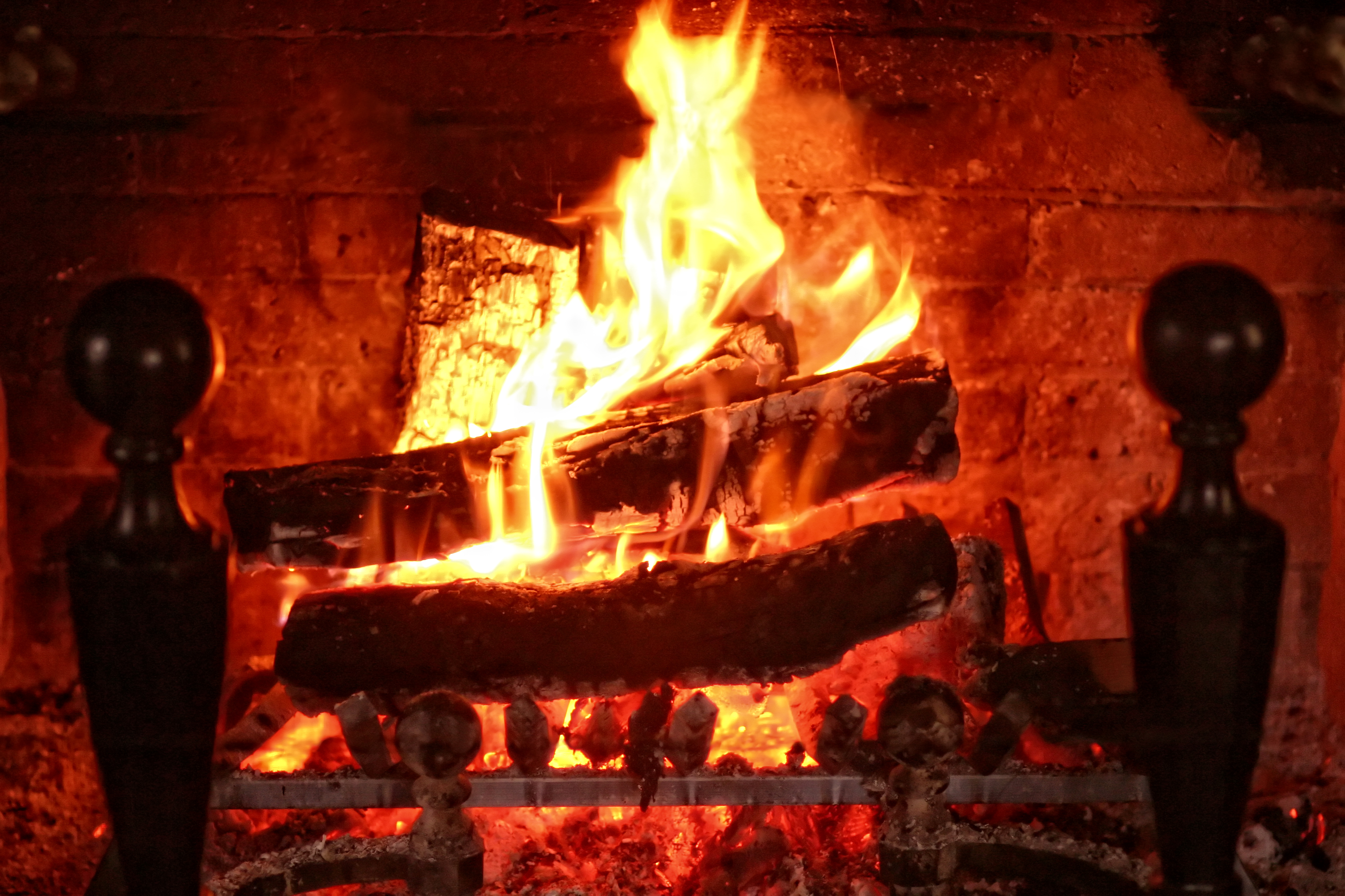Free Burning Fireplace Wallpaper