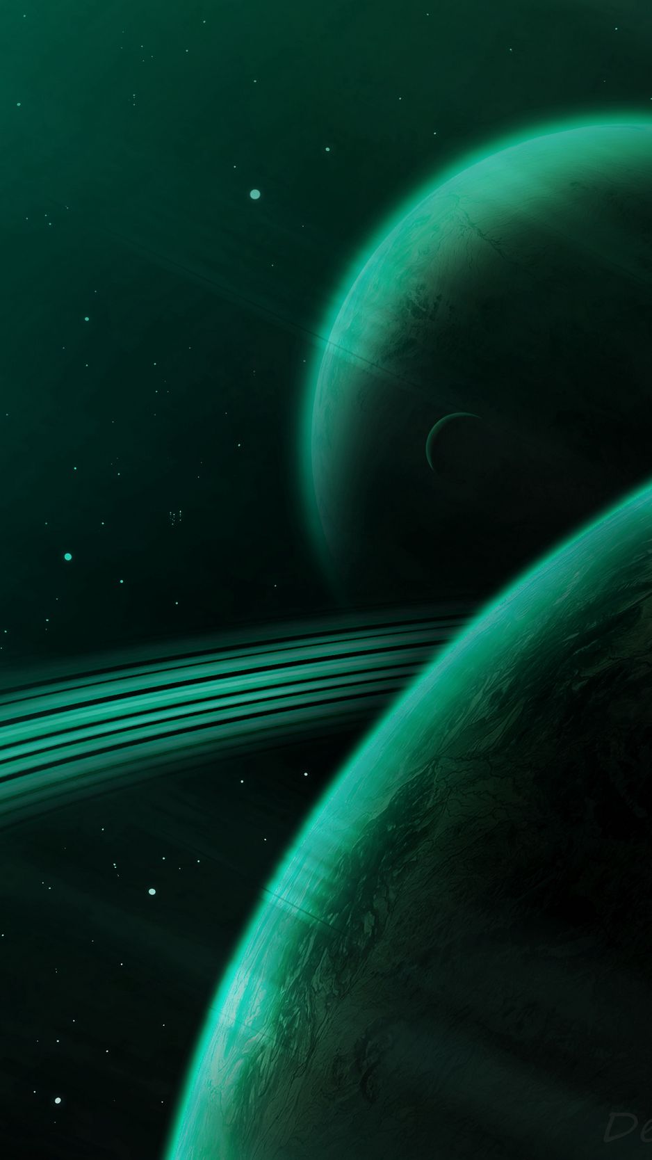 Download Wallpaper 938x1668 Planet, Green, Space, Stars, Universe Iphone 8 7 6s 6 For Parallax HD Background