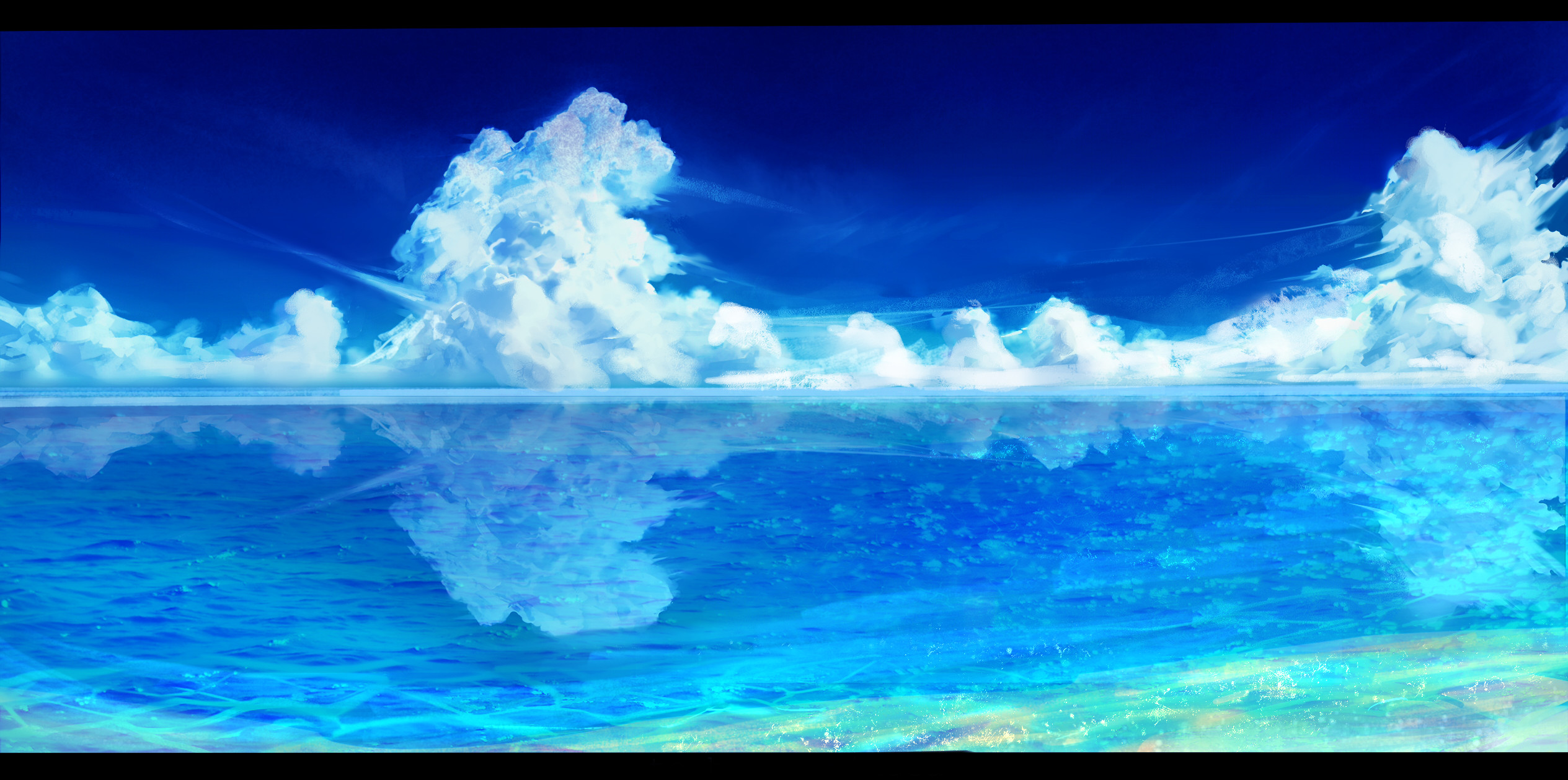 clouds nobody original reflection scenic sky water yuuko (renhaowei2010). konachan.com.com Anime Wallpaper