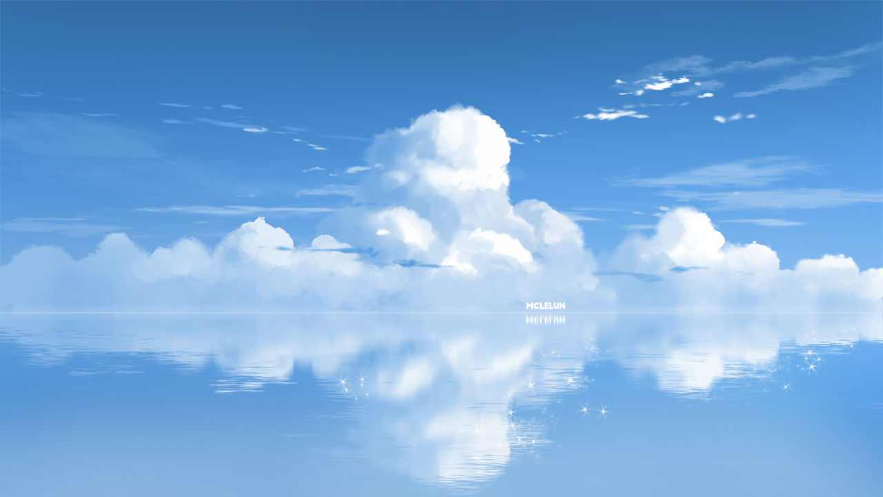 clouds mclelun nobody original reflection scenic sky water watermark. konachan.com.com Anime Wallpaper